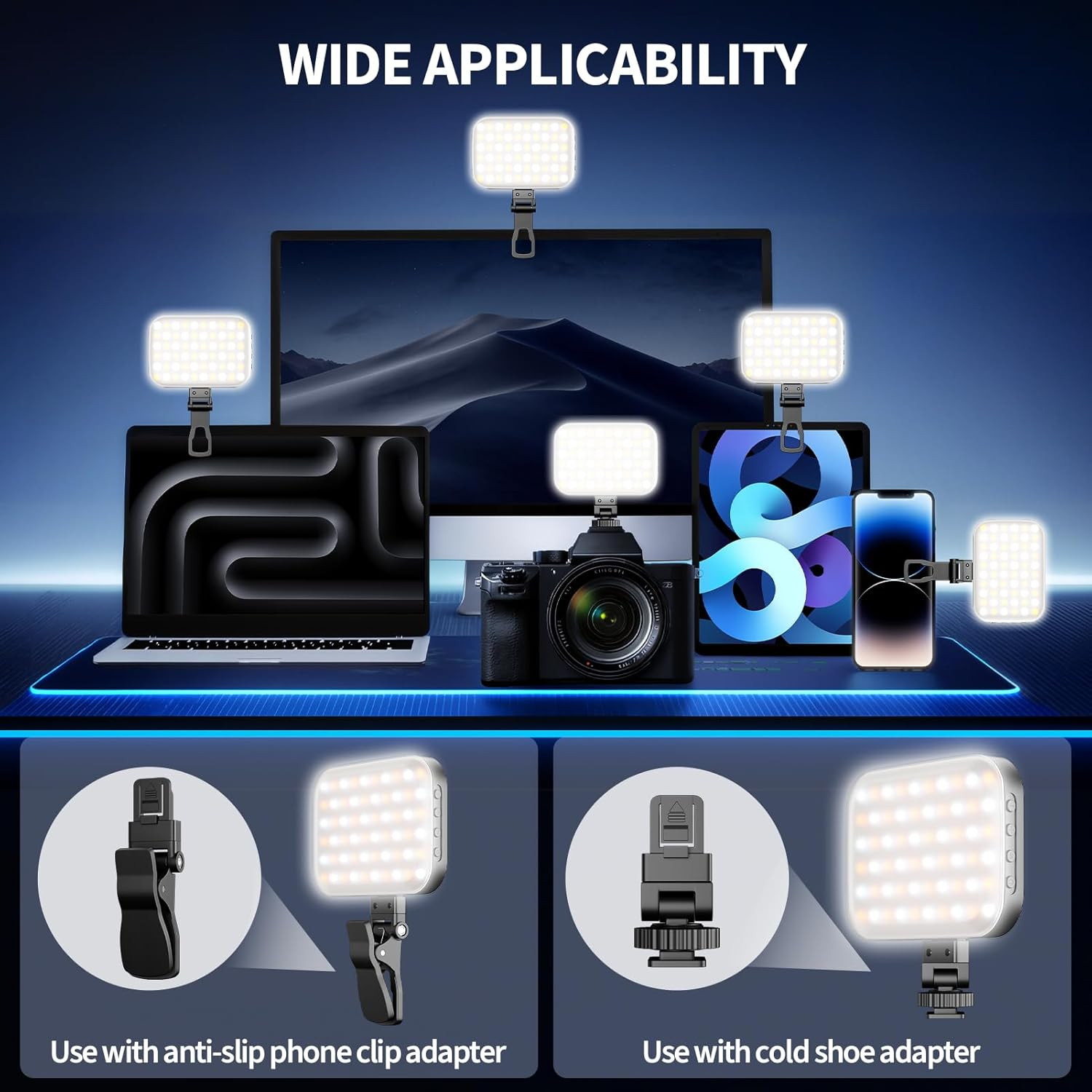 60 LED Selfie Light for Iphone, Protable Clip Light for Phone Camera with 360° &