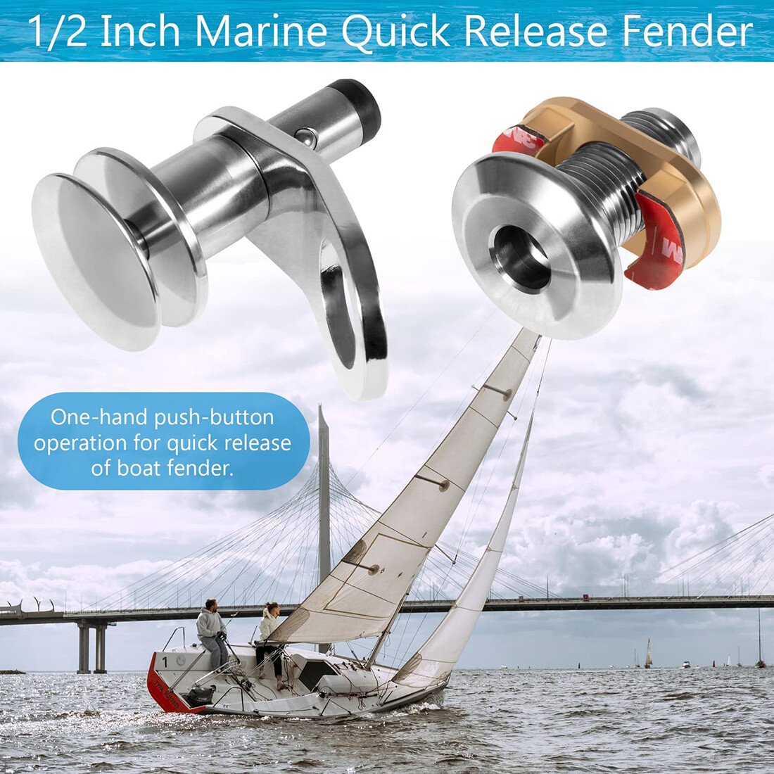 1/2'' QUICK RELEASE BOAT FENDER HOLDER KIT - MARINE STAINLESS STEEL