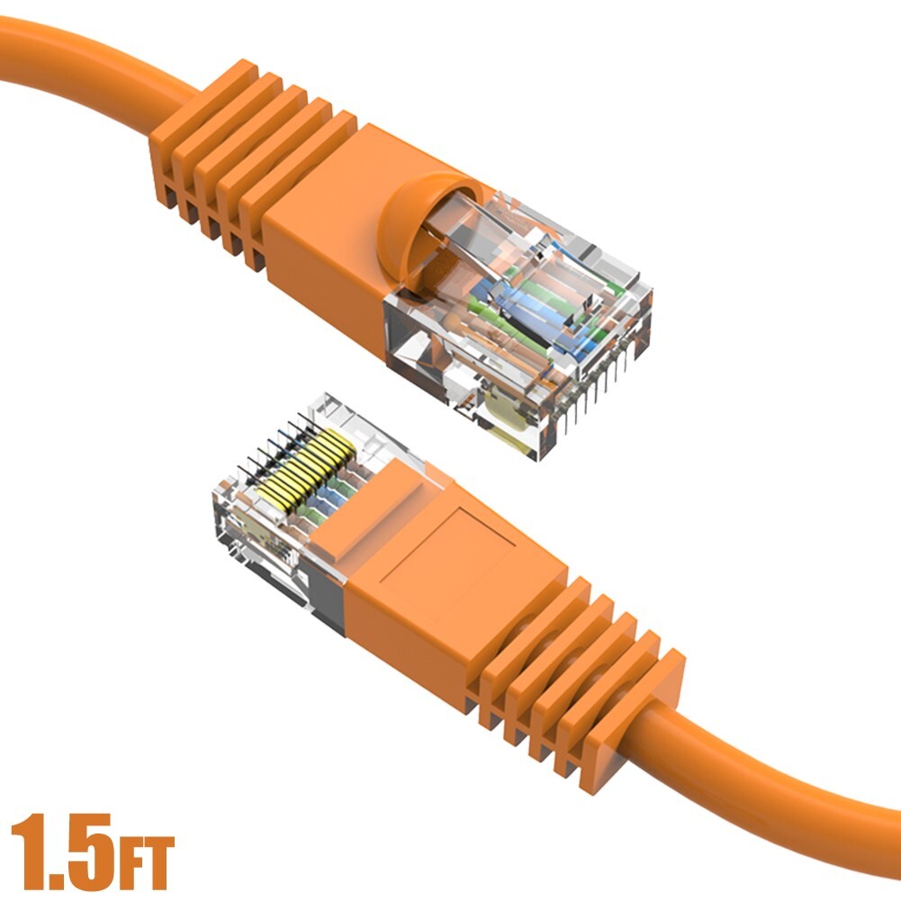 1.5FT Cat5E RJ45 Ethernet LAN Network UTP Patch Cable Copper Wire 24AWG Orange