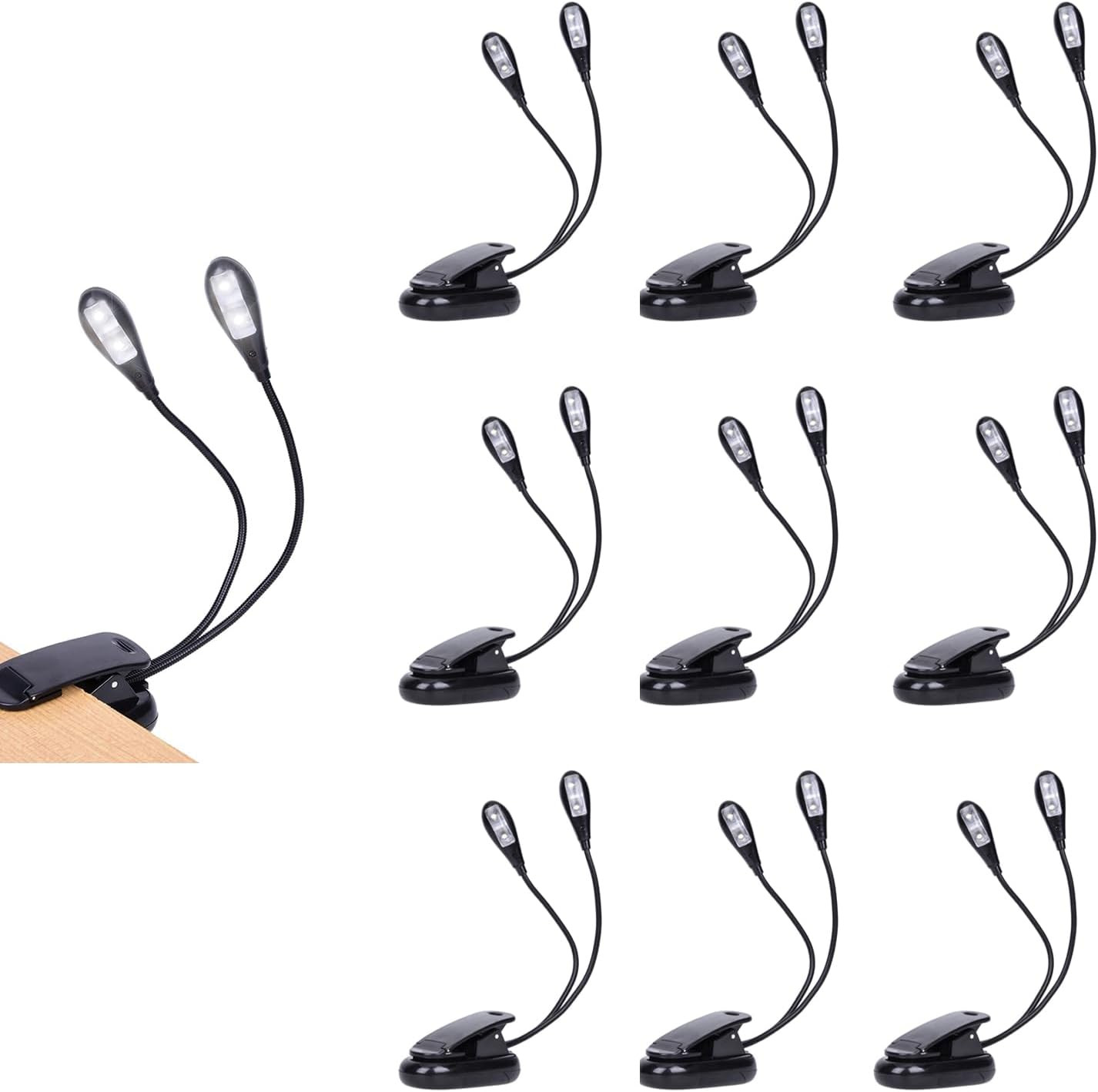 10 Pack Music Stand Lights - Musician Piano Light Clip On, USB & AAA Battery