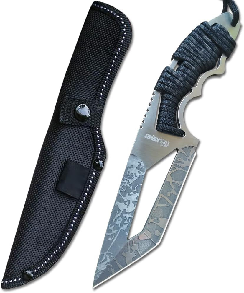 8.07" Fixed Blade Hunting Knife with Nylon Sheath, Survival Knife,Full Tang Bowi