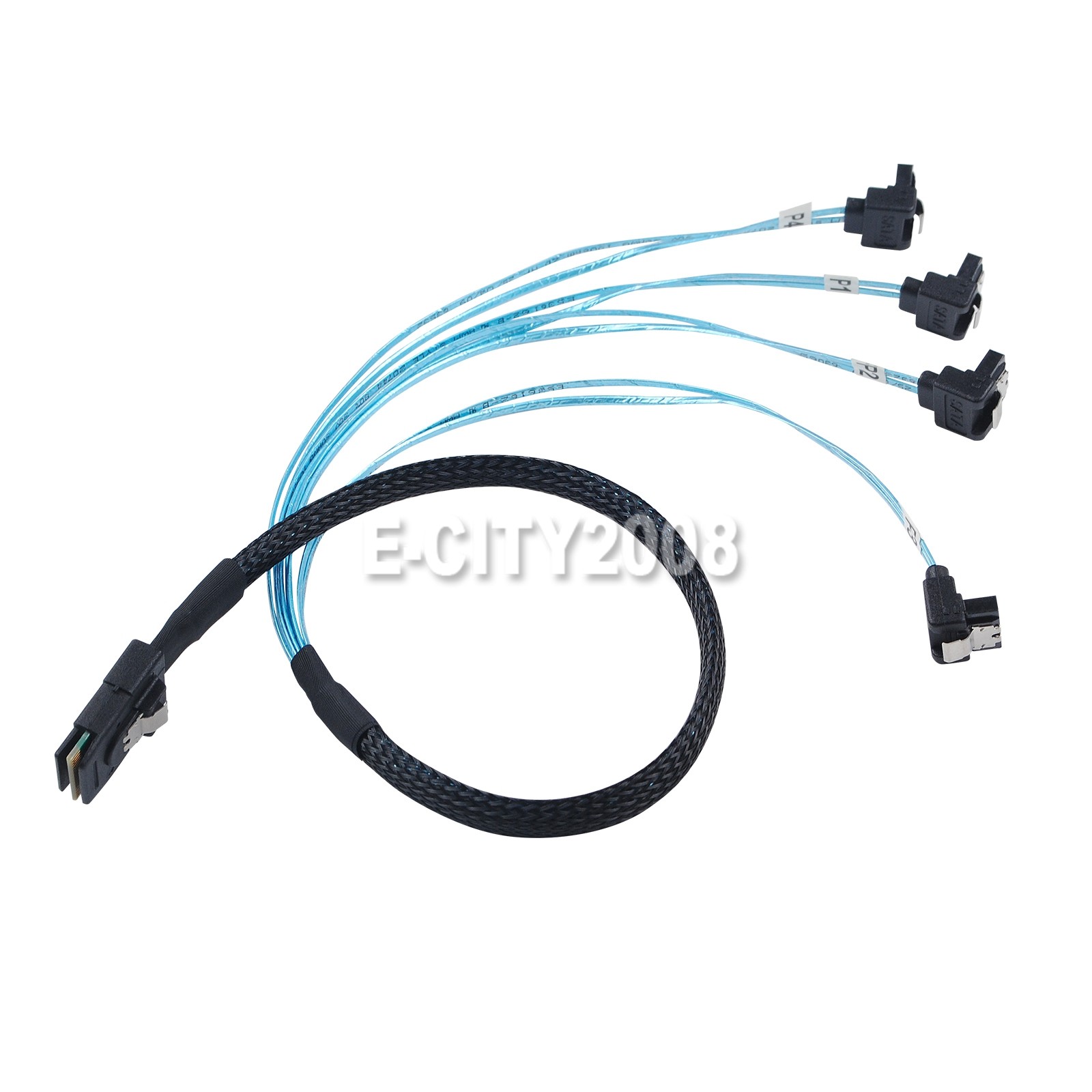 Mini SAS to 90° 4 SATA SFF-8087 Multi-Lane Forward Breakout Splitter Cable