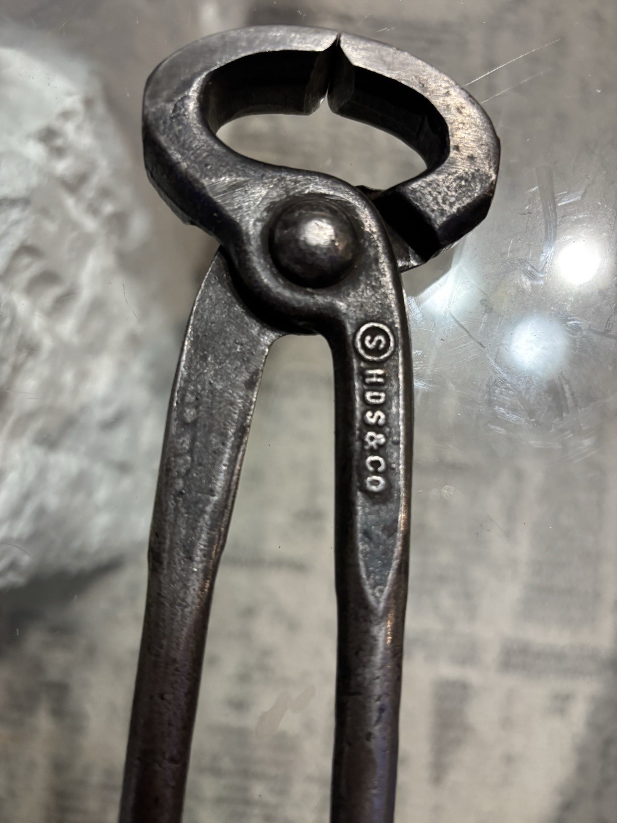 Antique Forged Nail Nippers Puller Blacksmith Tool Carpenter 8" HDS & CO