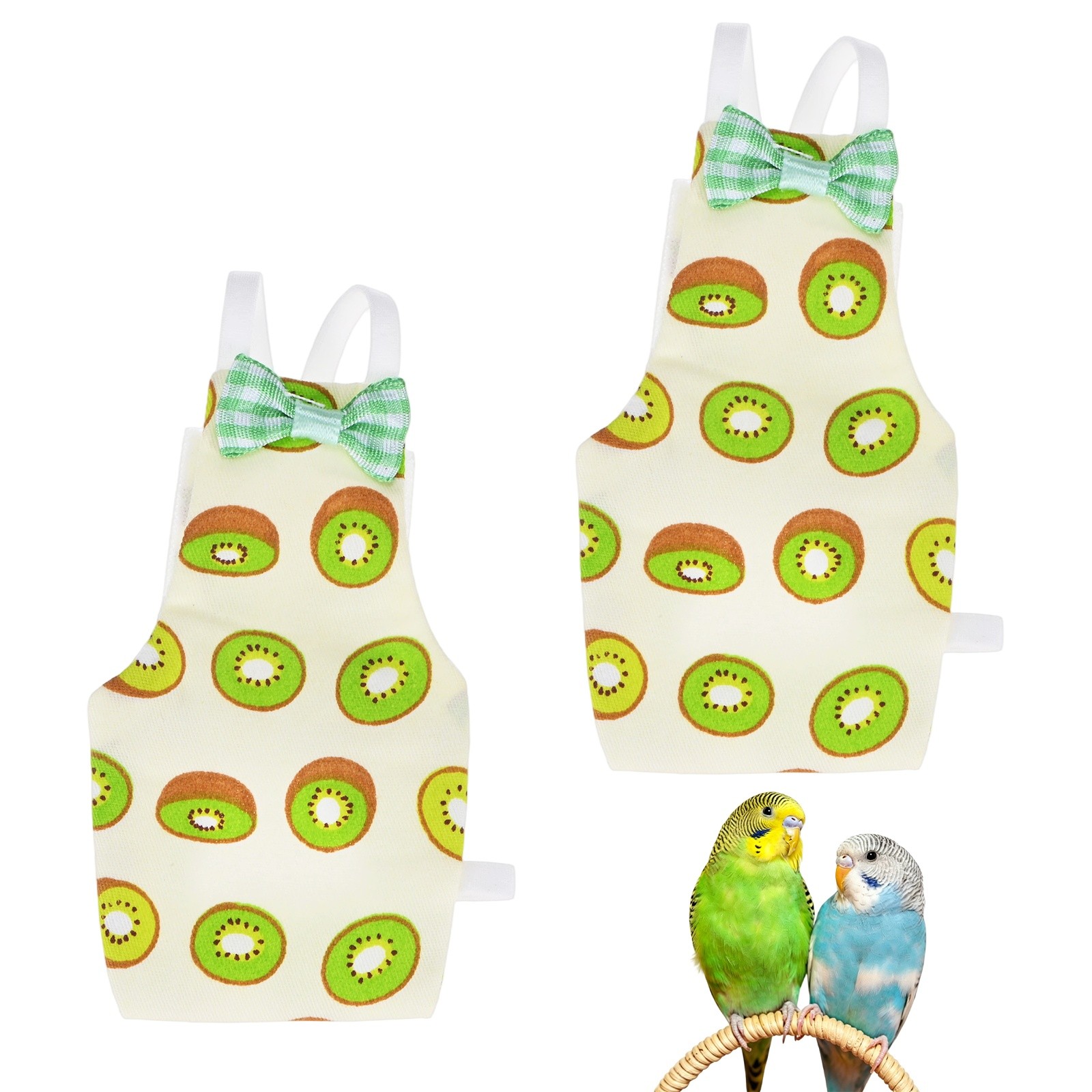2-Pack Bird Diapers Reusable Flight Suit, Pet Parrot Nappy [Green, M]