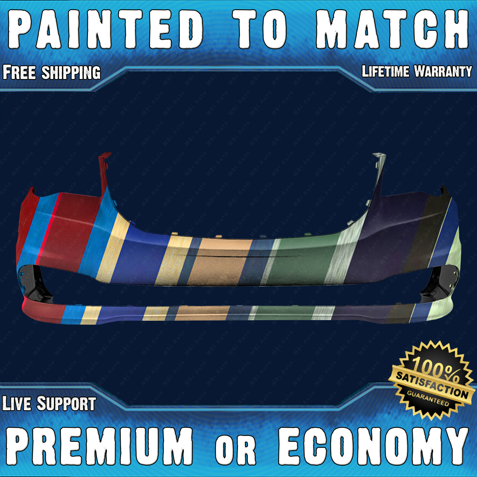Painted To Match Front Bumper Cover for 11-20 Dodge Grand Caravan & 12-15 Ram CV