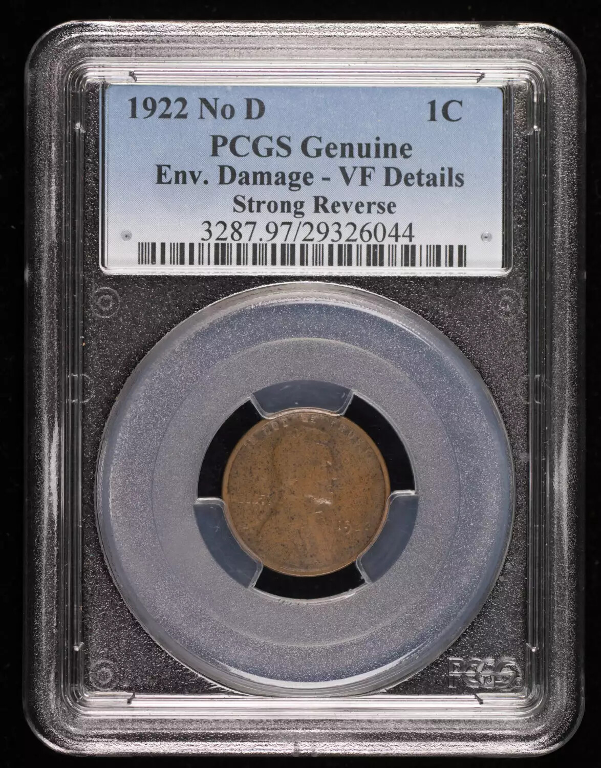 1922 No D Small Cents Lincoln, Wheat Ears Reverse VF Details RD Strong Reverse