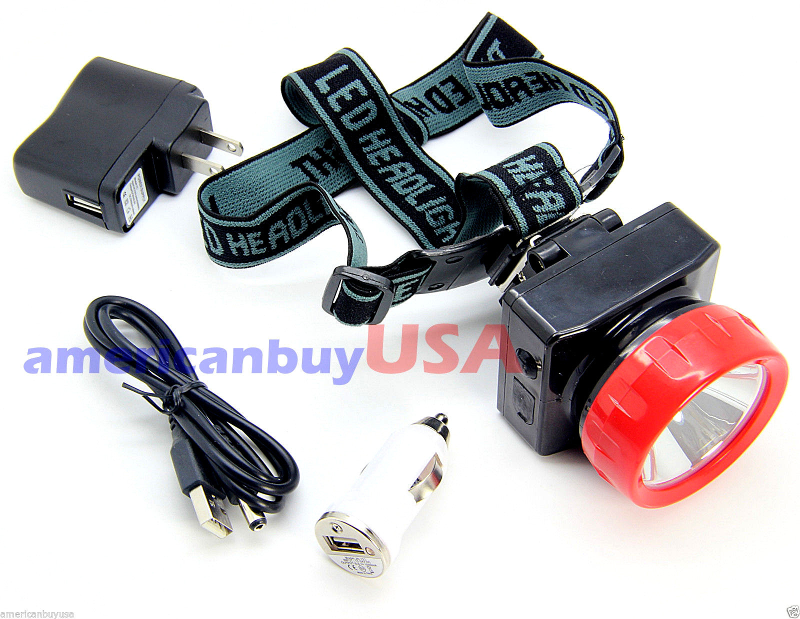 LED Headlamp Headlight Flashlight Light for Miner Mining Camping Hunting Charger