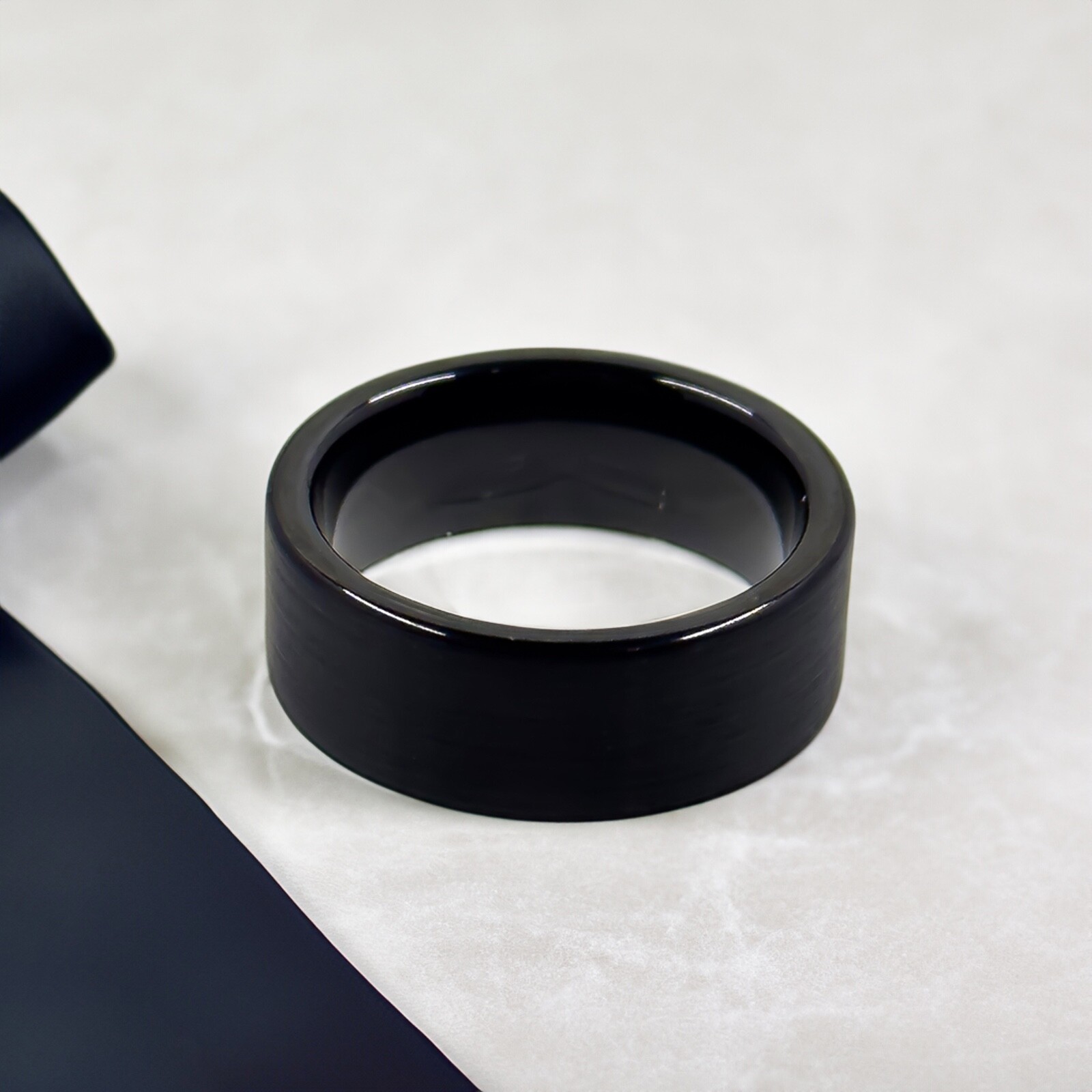 Black Tungsten Ring - Flat Edge - 6mm or 8mm