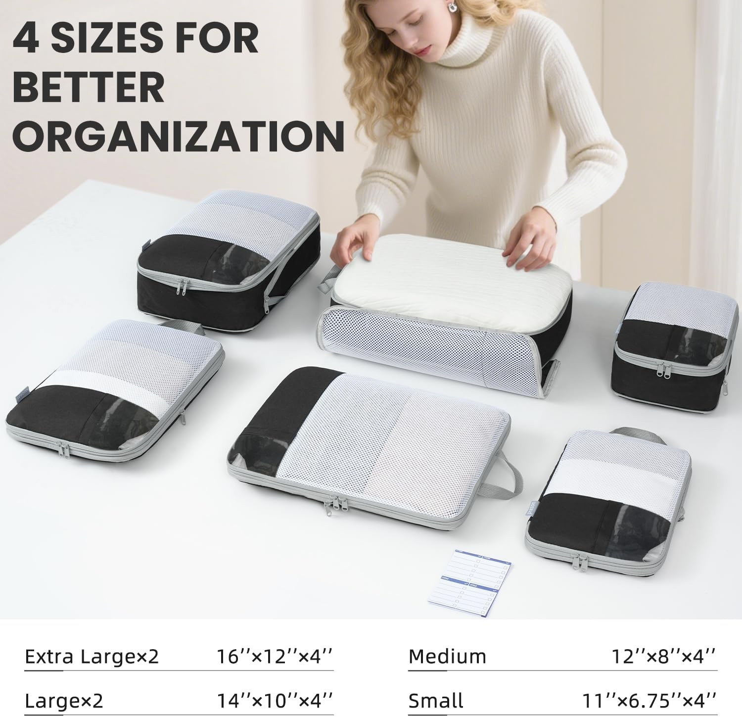Durable Travel Packing Cubes - 6-Piece Set for Effortless Packing Efficiency