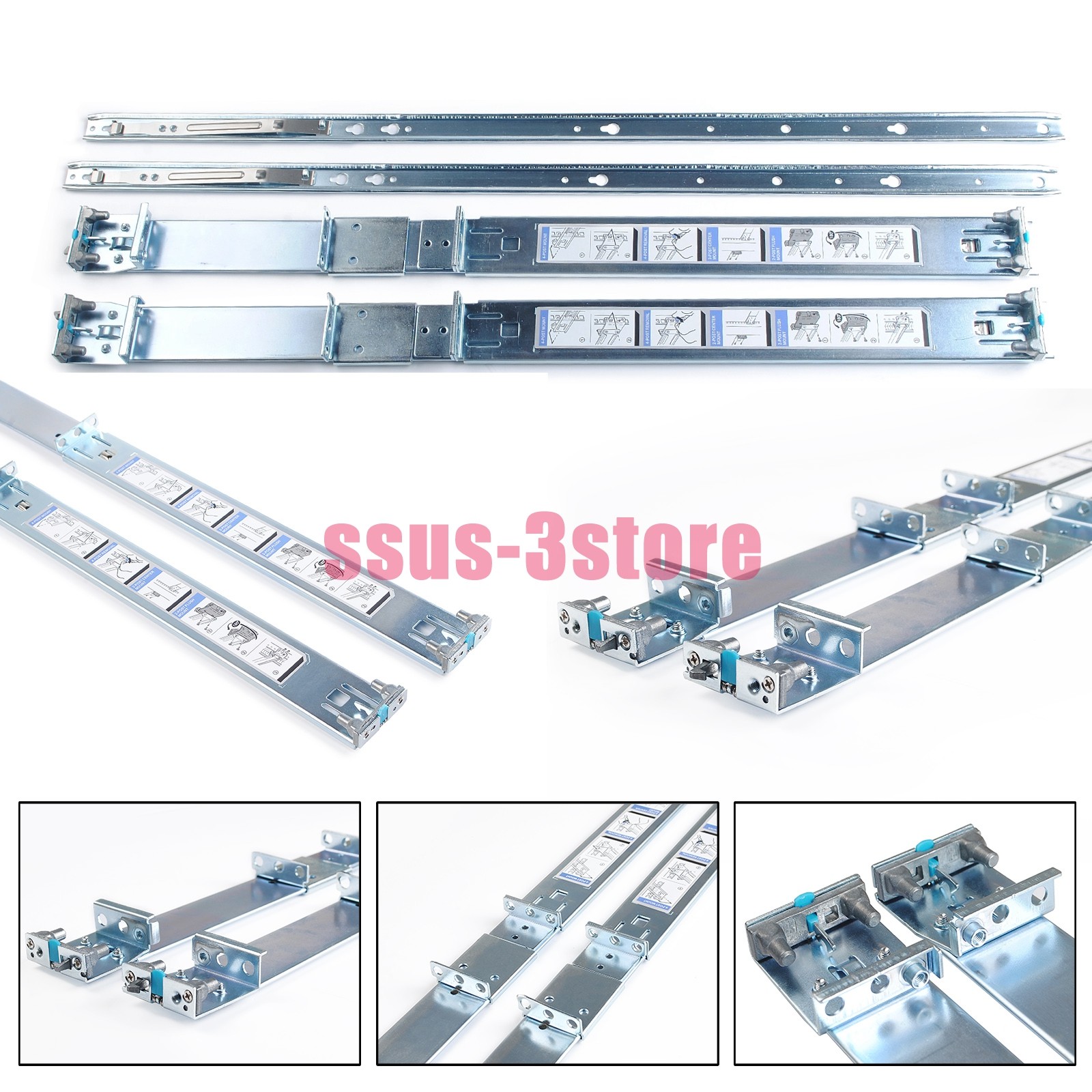 1U Static Ready Rails Kit 053D7M For Dell R410 R420 R630 R440 R640 R740 R6415