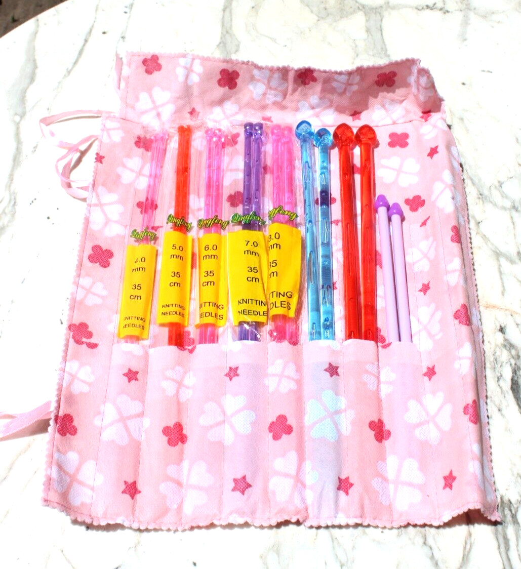 16 PCS (8 Pair) Multicolor Plastic Crystal Knitting Needles by Yiwu Qingfeng