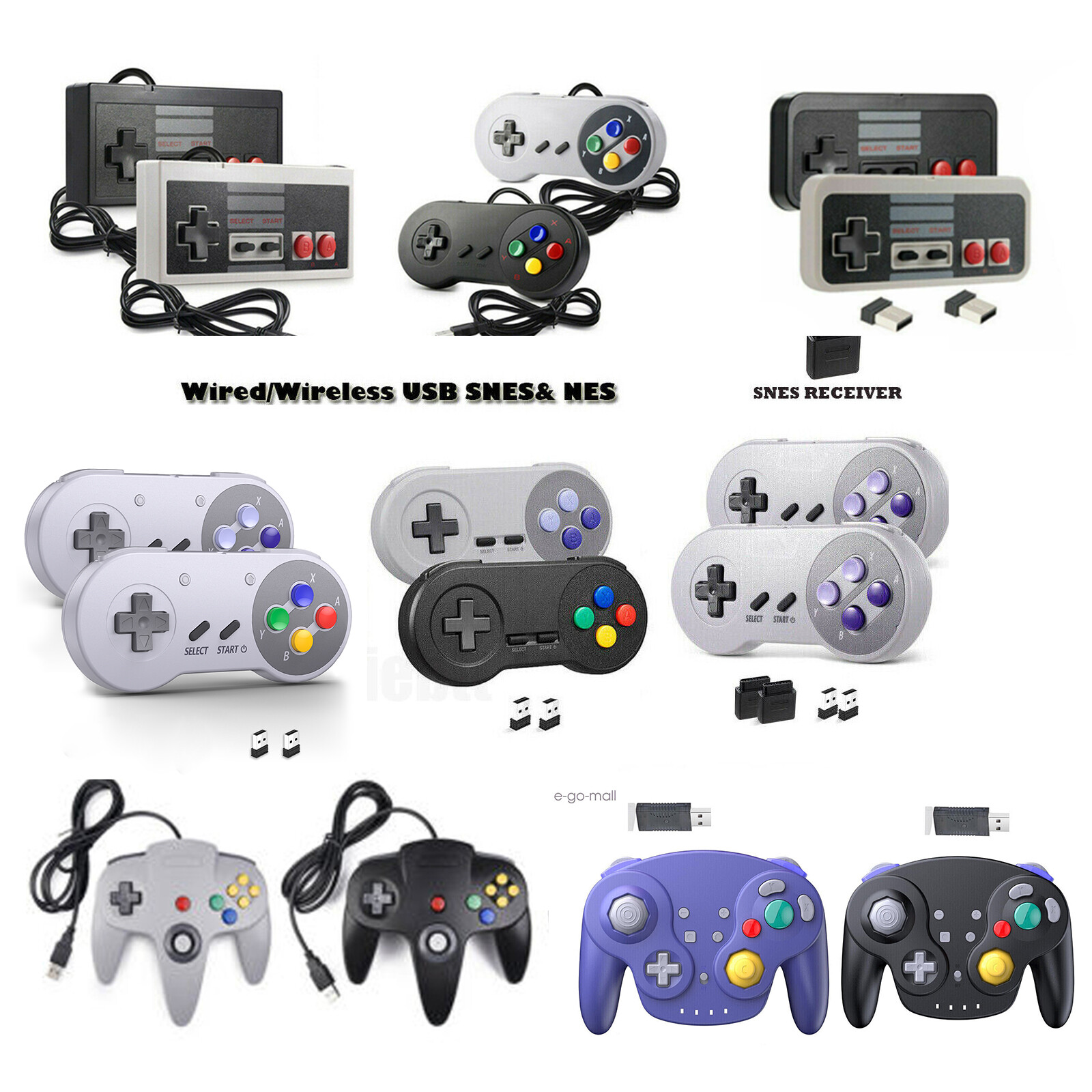 USB SNES Gamepad NES N64 NGC Controller for PC Mac Raspberry Pi Wired/ Wireles