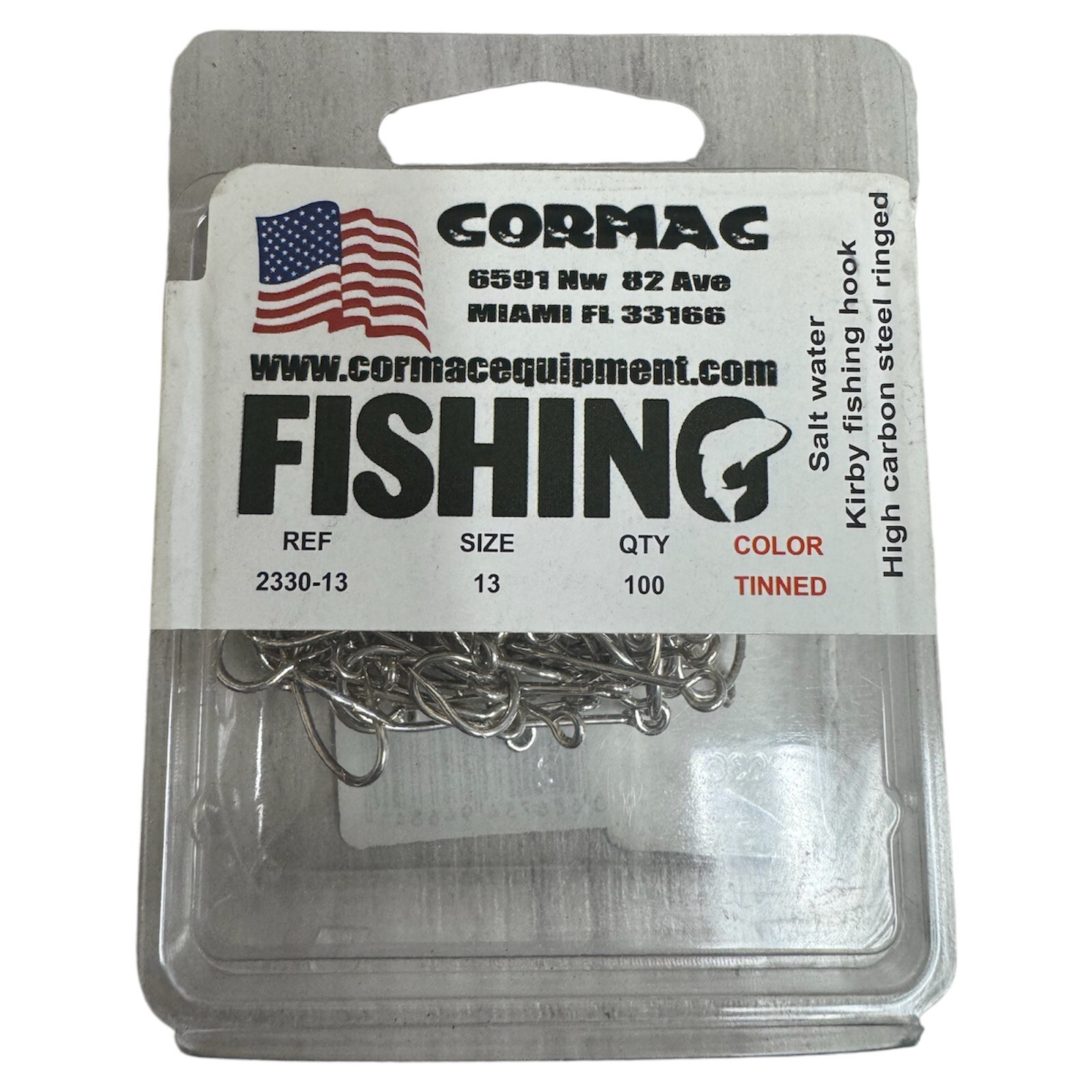 CORMAC KIRBY SEA HOOK 2330 Size 13, KIRBED POINT OFFSET RINGED, TINNED
