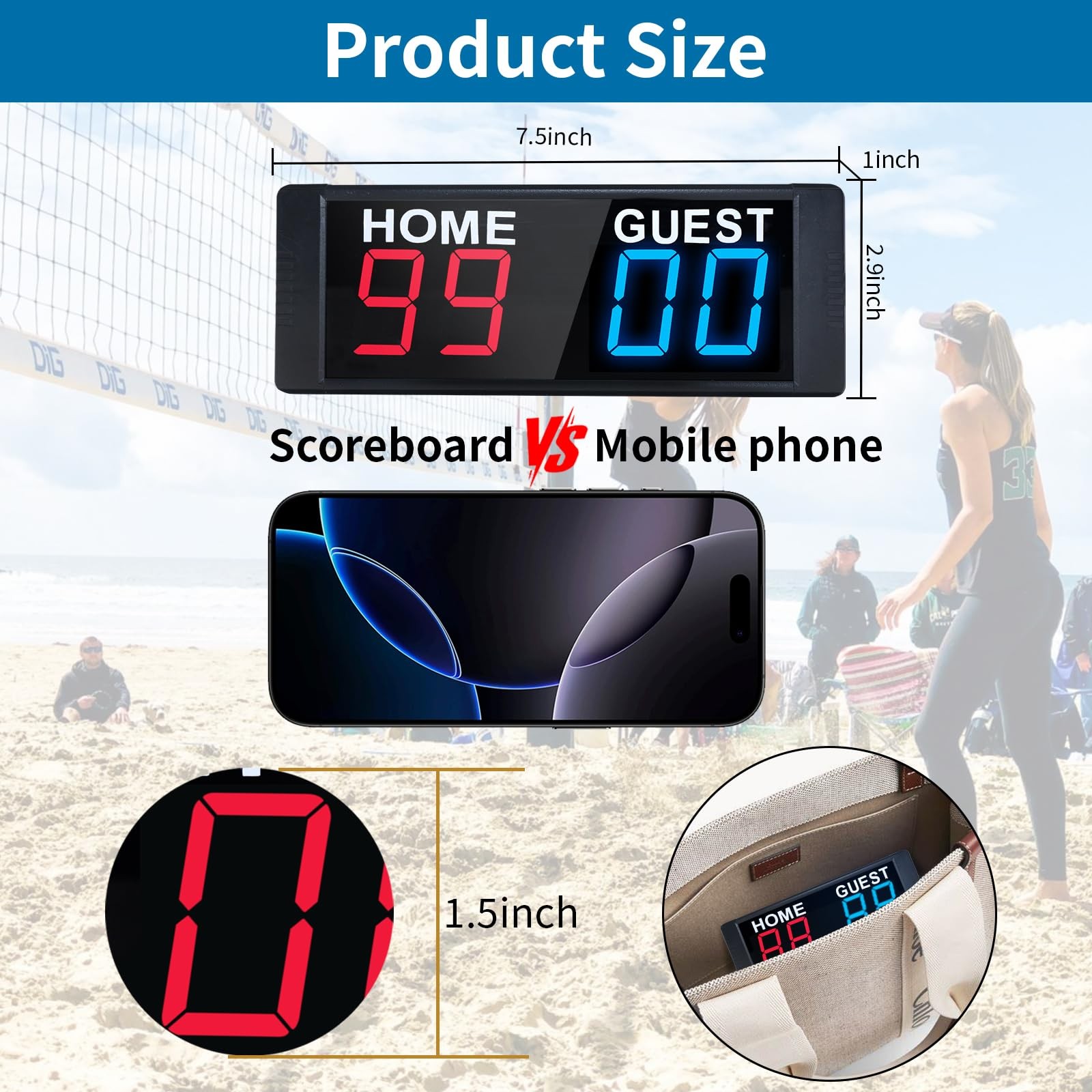 Portable Digital Scoreboard, Tabletop Electronic Scoreboard with Remote, Scor...