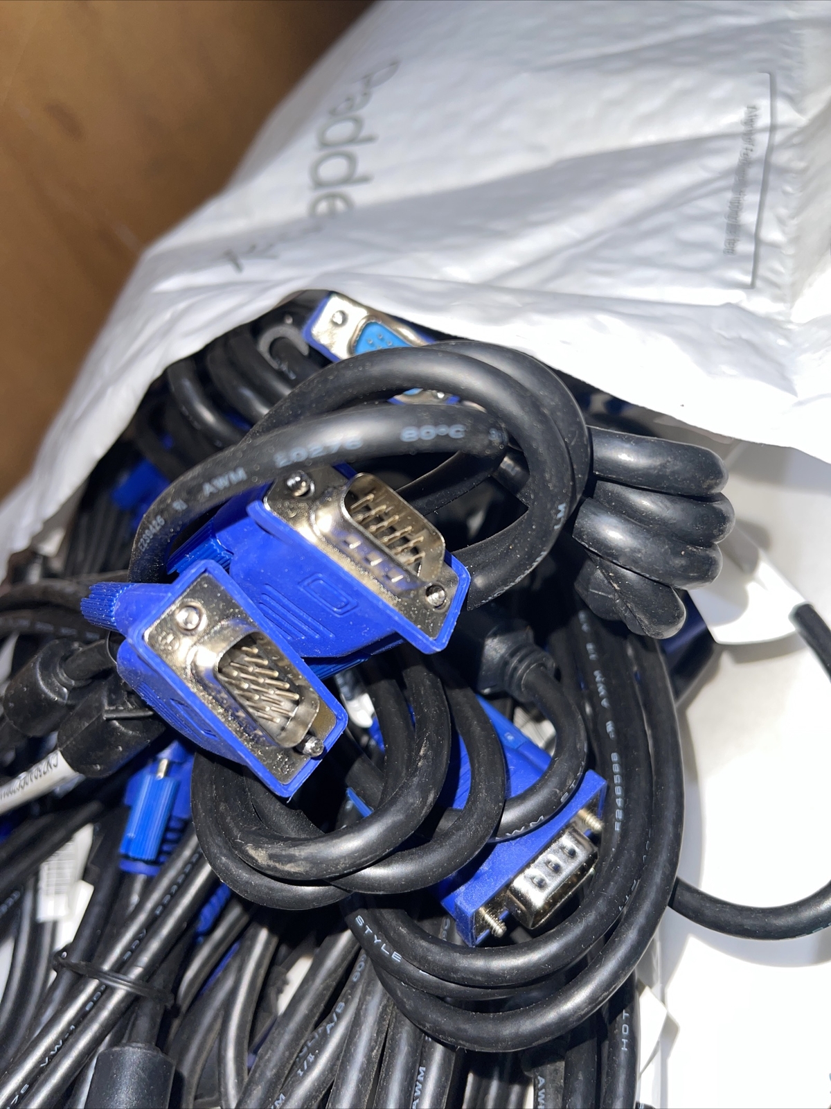 Lot of 15 Used VGA Cables Male to Male Computer Monitor Cables LCD TV Projector