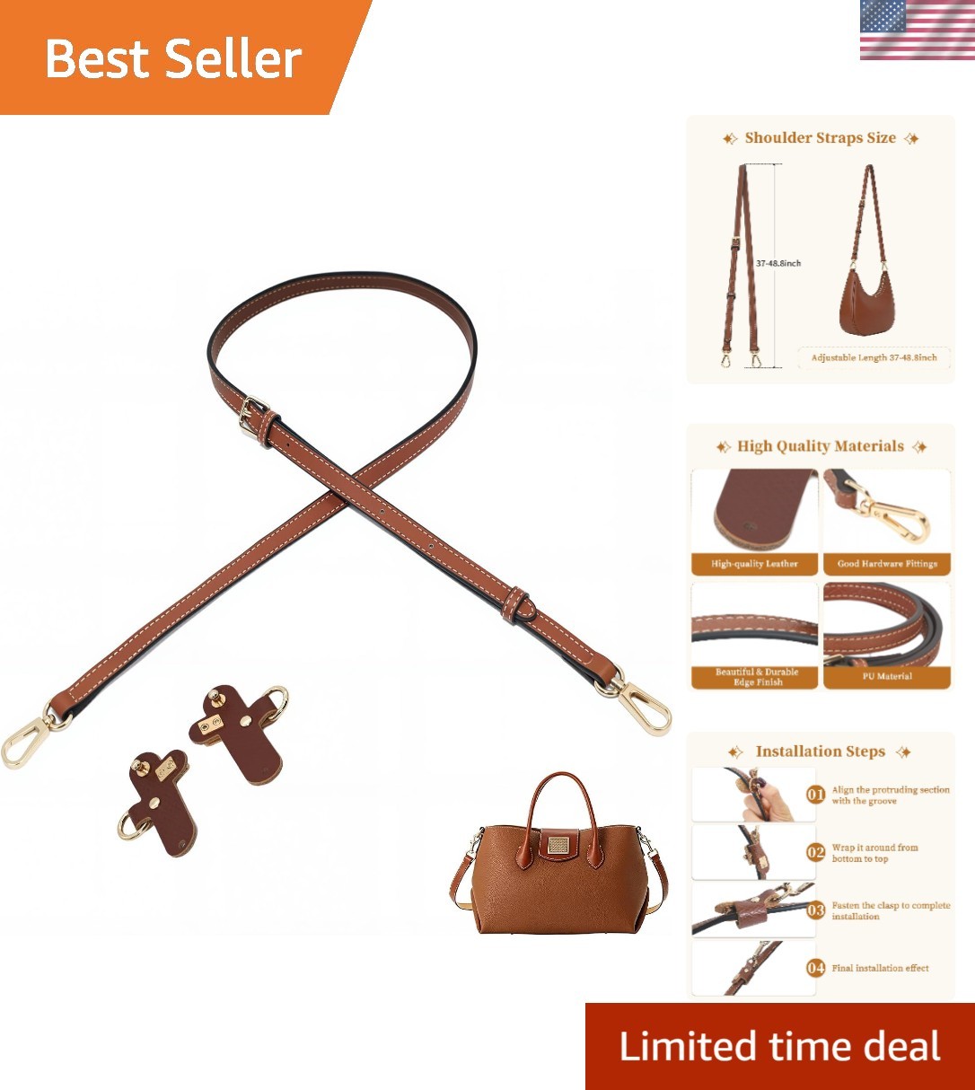 Straps Compatible with Dooney and Bourke Accessories-Genuine Leather,Adjustab...