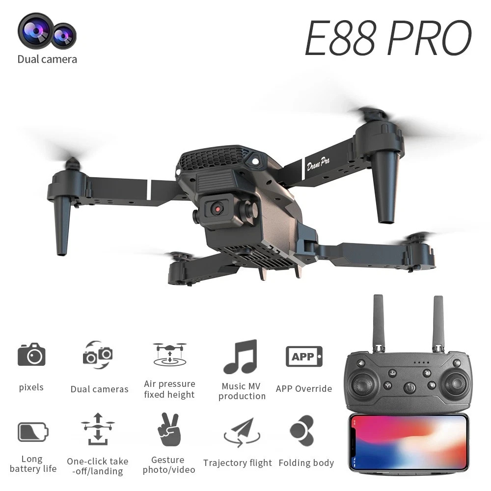 Drone 4K HD Dual Camera WiFi FPV RC Foldable Quadcopter Remote With Screen Gift