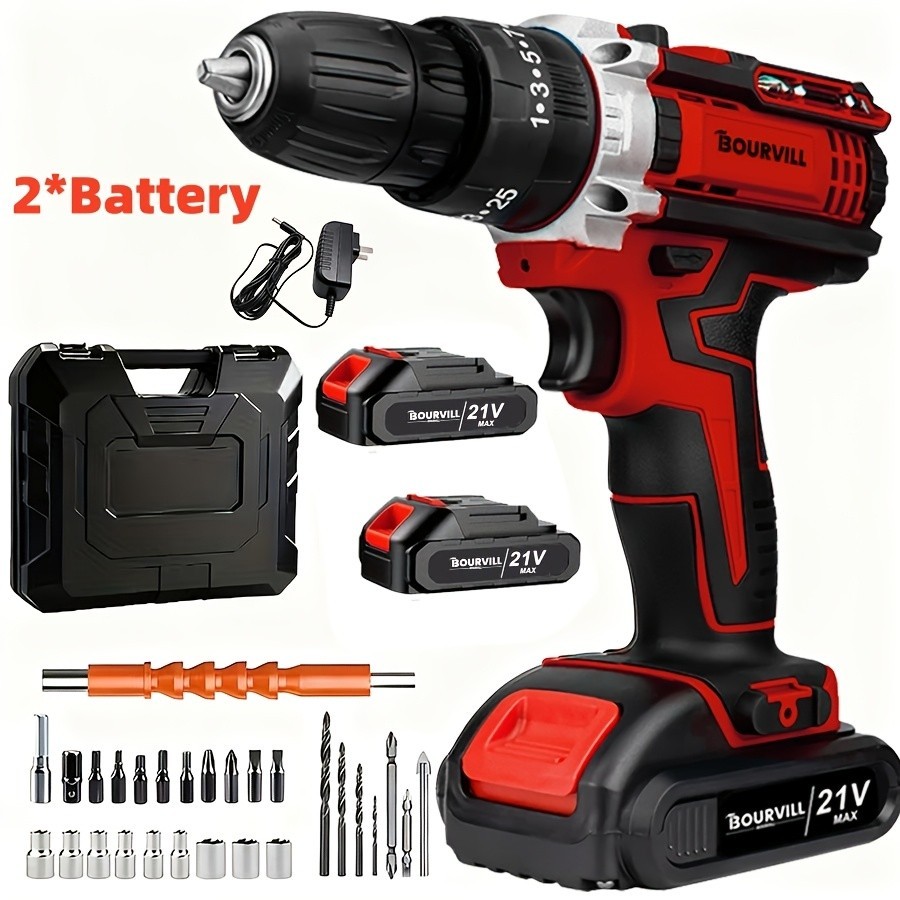 BOURVILL-28 Piece Drill Tool Set - Essential Household Tool Set, Cordless Drill