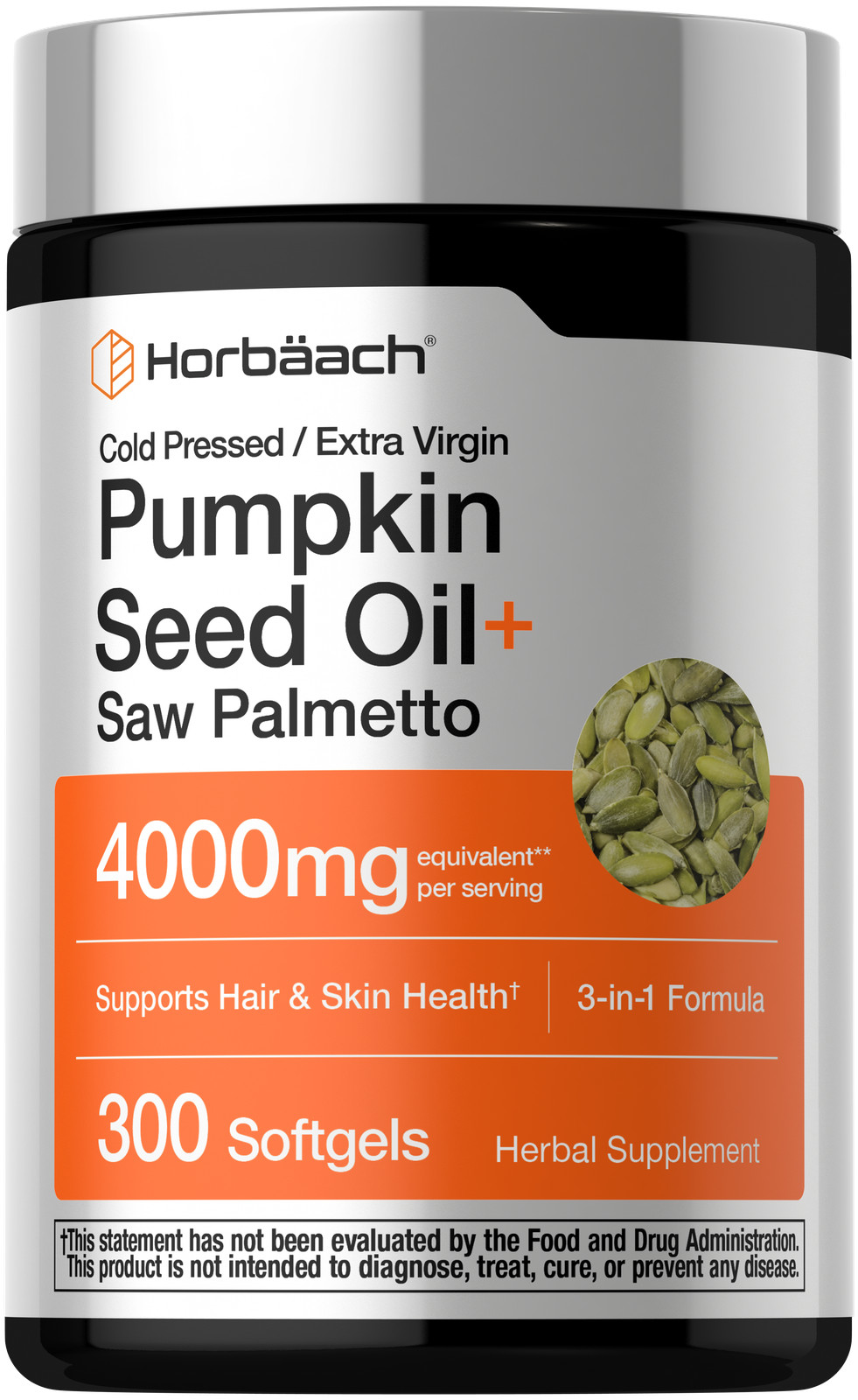 Pumpkin Seed Oil 4000mg | 300 Softgels | with Saw Palmetto | by Horbäach
