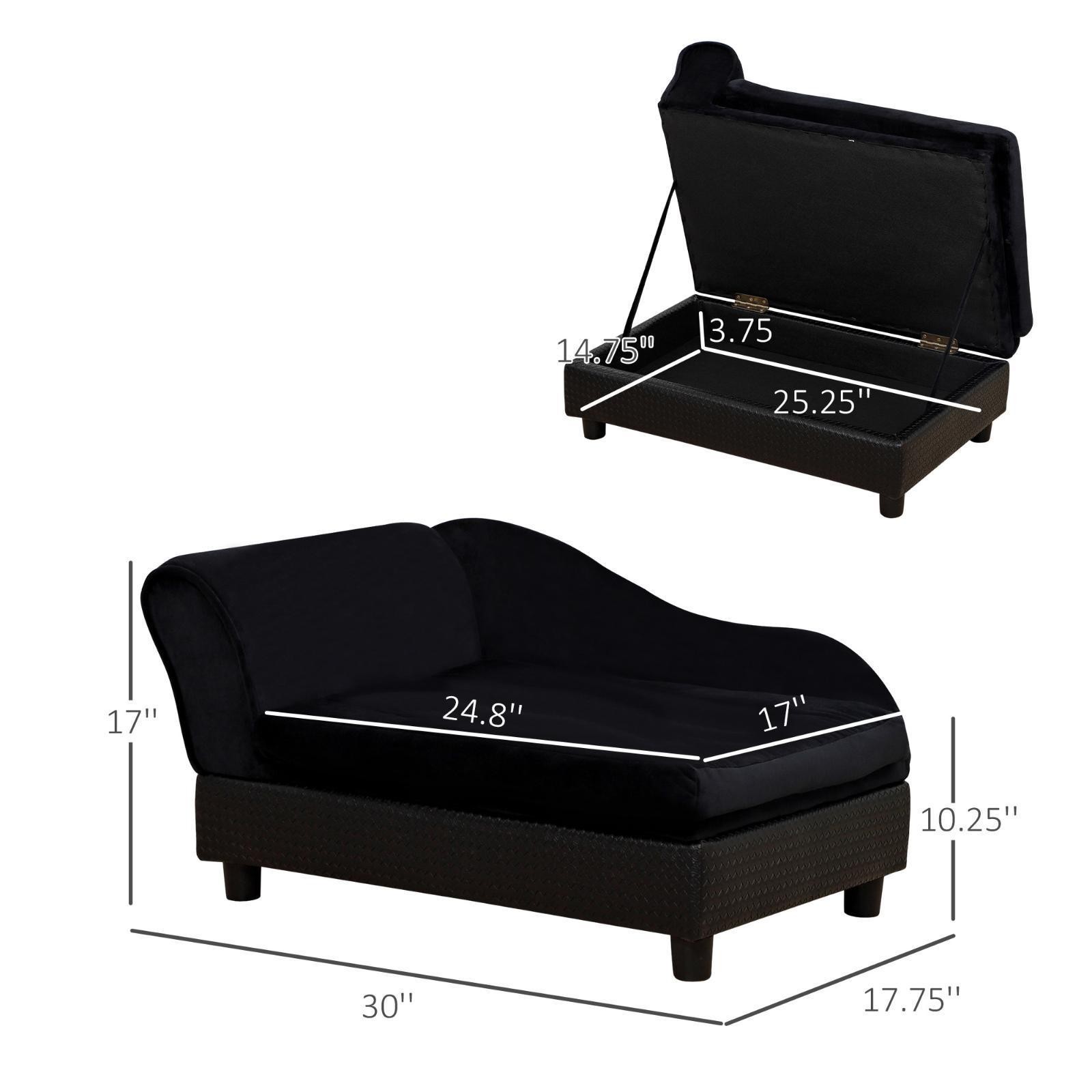 Storage Sofa for Pets Black Compressed Foam Dog Sofa Thick Cushioned Pet
