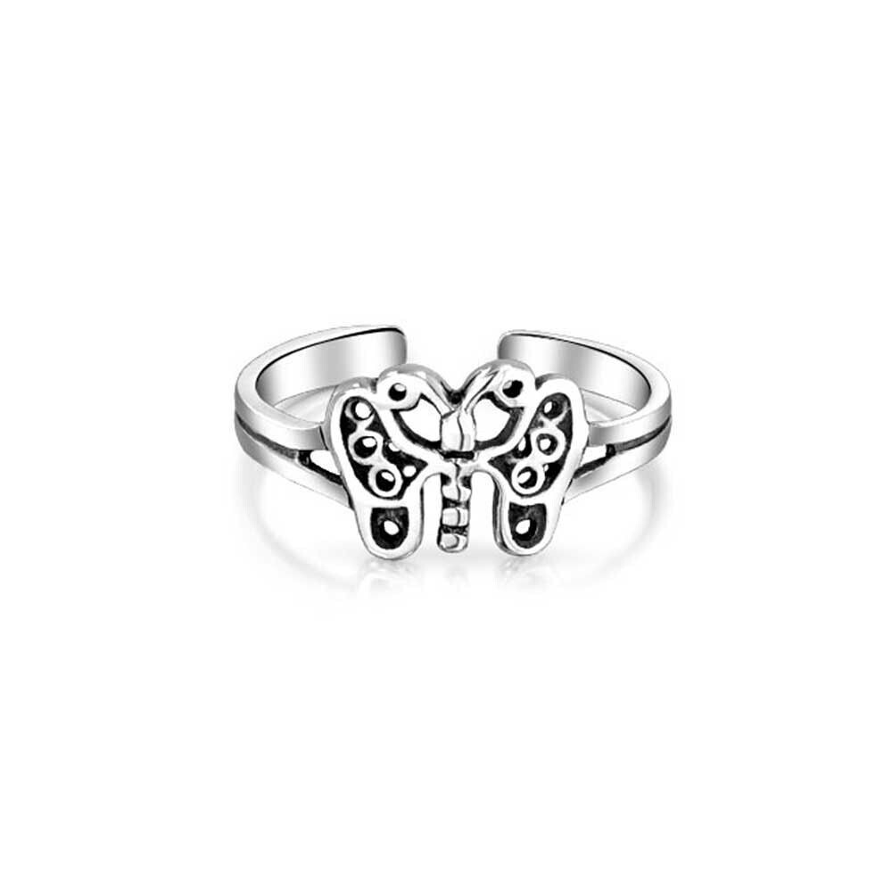 Filigree Butterfly Adjustable Toe/Midi Ring 14K White Gold Plated For Women's