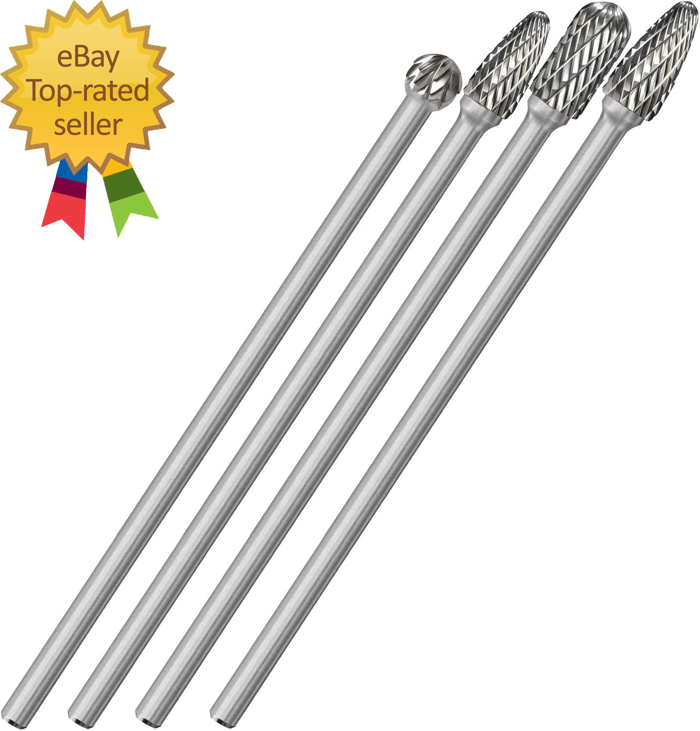 4Pcs Long Carbide Burr Set 1/4" Shank Total L 6.1" Die Grinder Bits Rotary Rasp