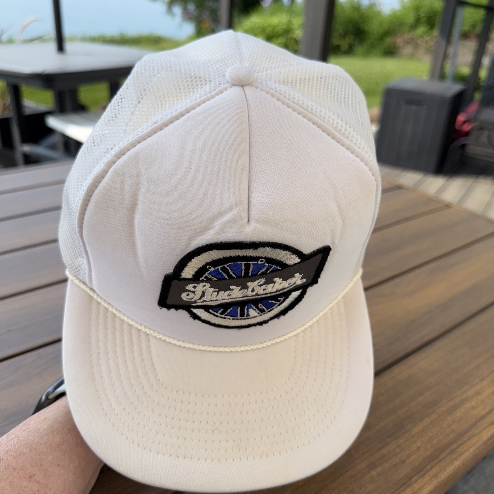 Studebaker Patch on White Foam Trucker Hat Cap Snapback EUC See Photos