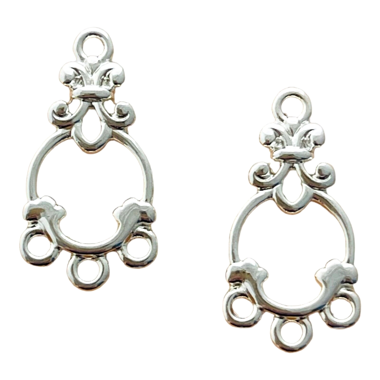 10 Earring Bead Findings Blank Silver Fancy Round Teardrop Earring Drops Loops