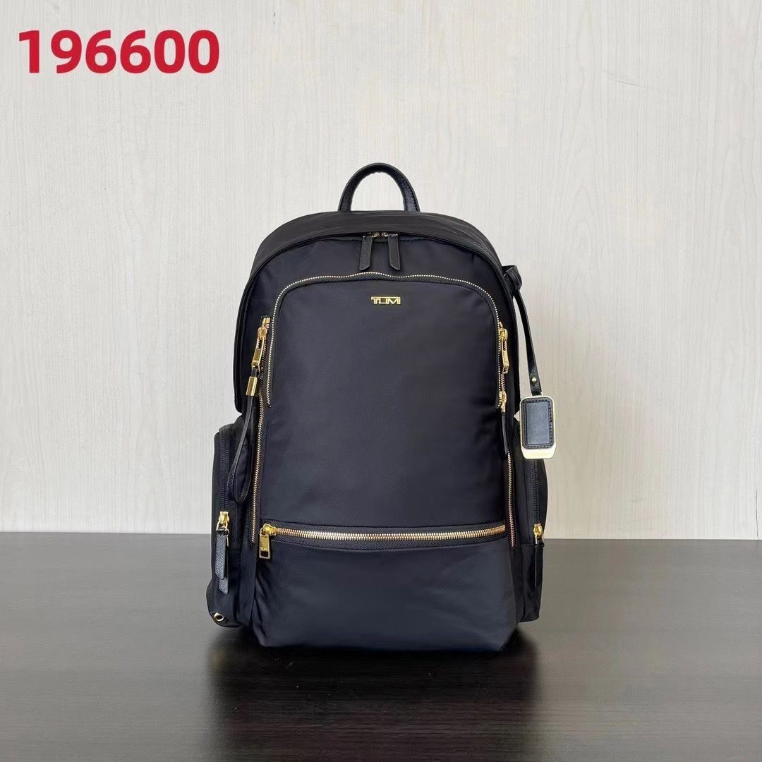 China TUMI Voyageur Celina Backpack Black Travel Business Gold Zip Outlet 196600