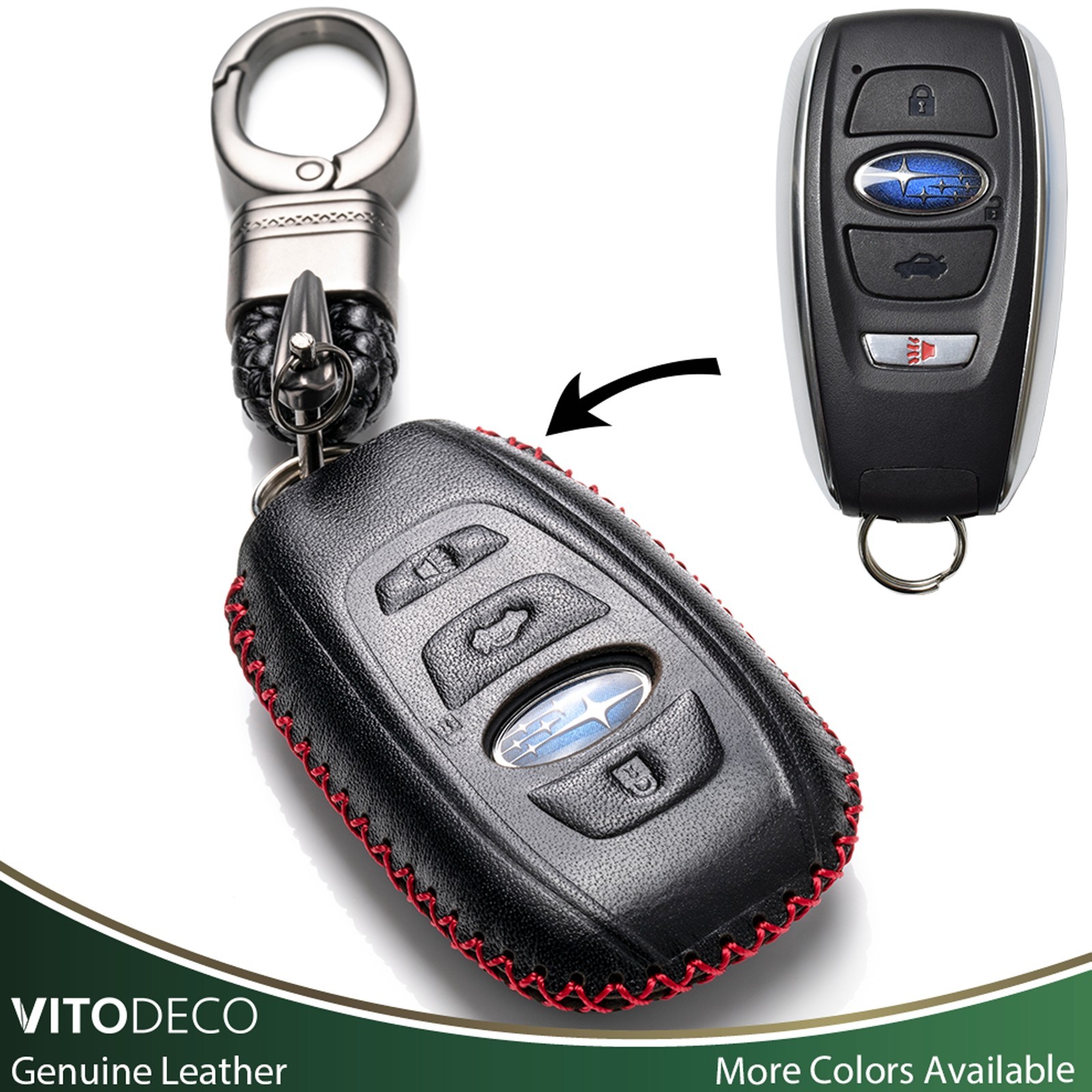 Vitodeco 4-Button Leather Key Fob Case for Subaru Forester,Impreza,Outback 2026