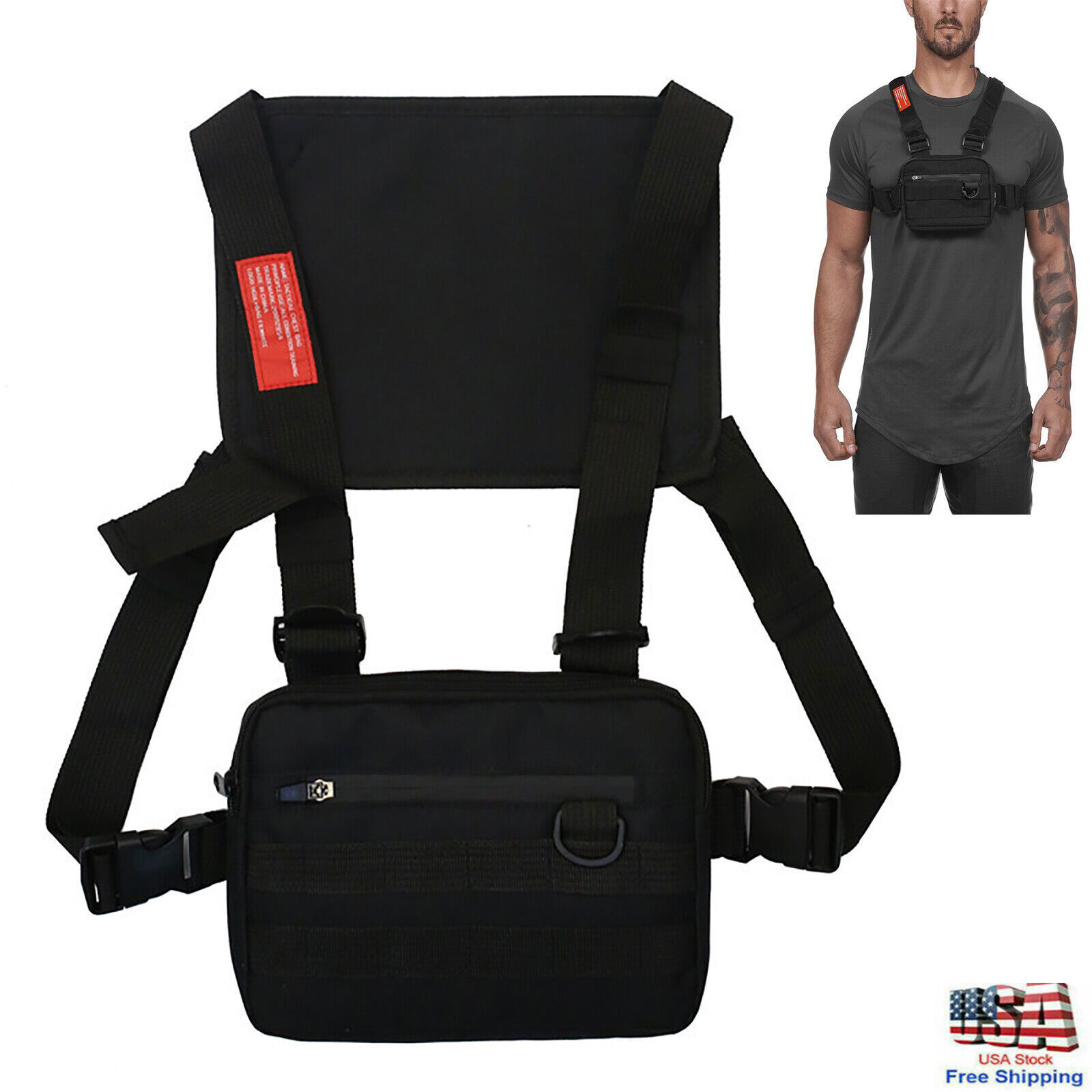 Men Chest Rig Bags Outdoor Harness Tactical Vest Travel Crossbody Shoulder Bag