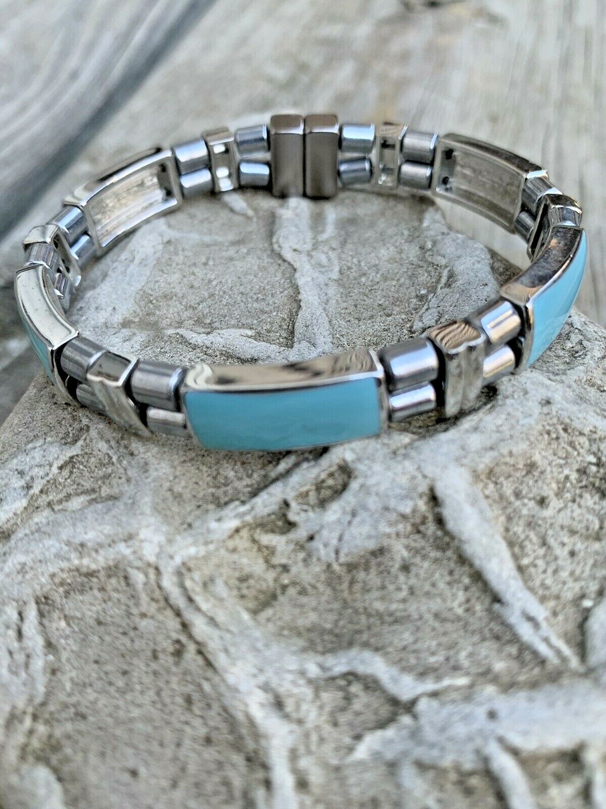 Men’s Women’s Magnetic Silver Hematite Bracelet Anklet Lia Sophia Sliders 2 Row