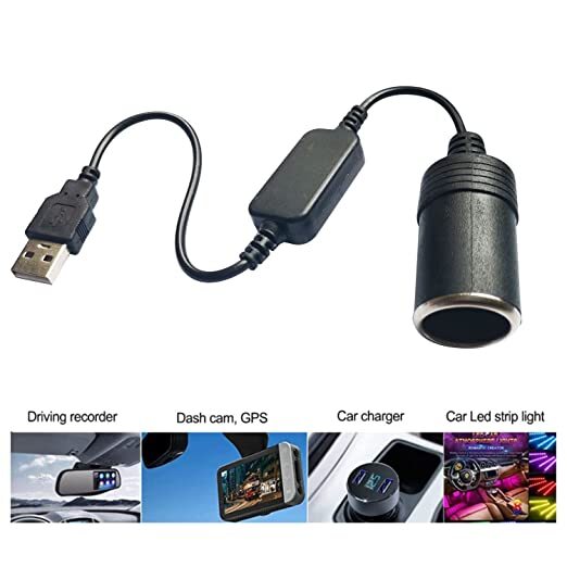 USB To 12V Car Cigarette Lighter Female Socket Converter Adapter Cable Connector