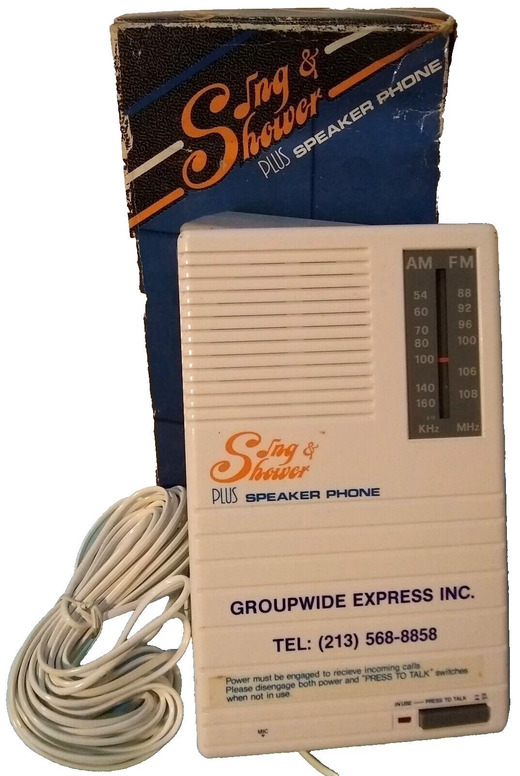 Vintage Sing And Shower AM/FM Radio Landline Speakerphone Water Resistant 1988