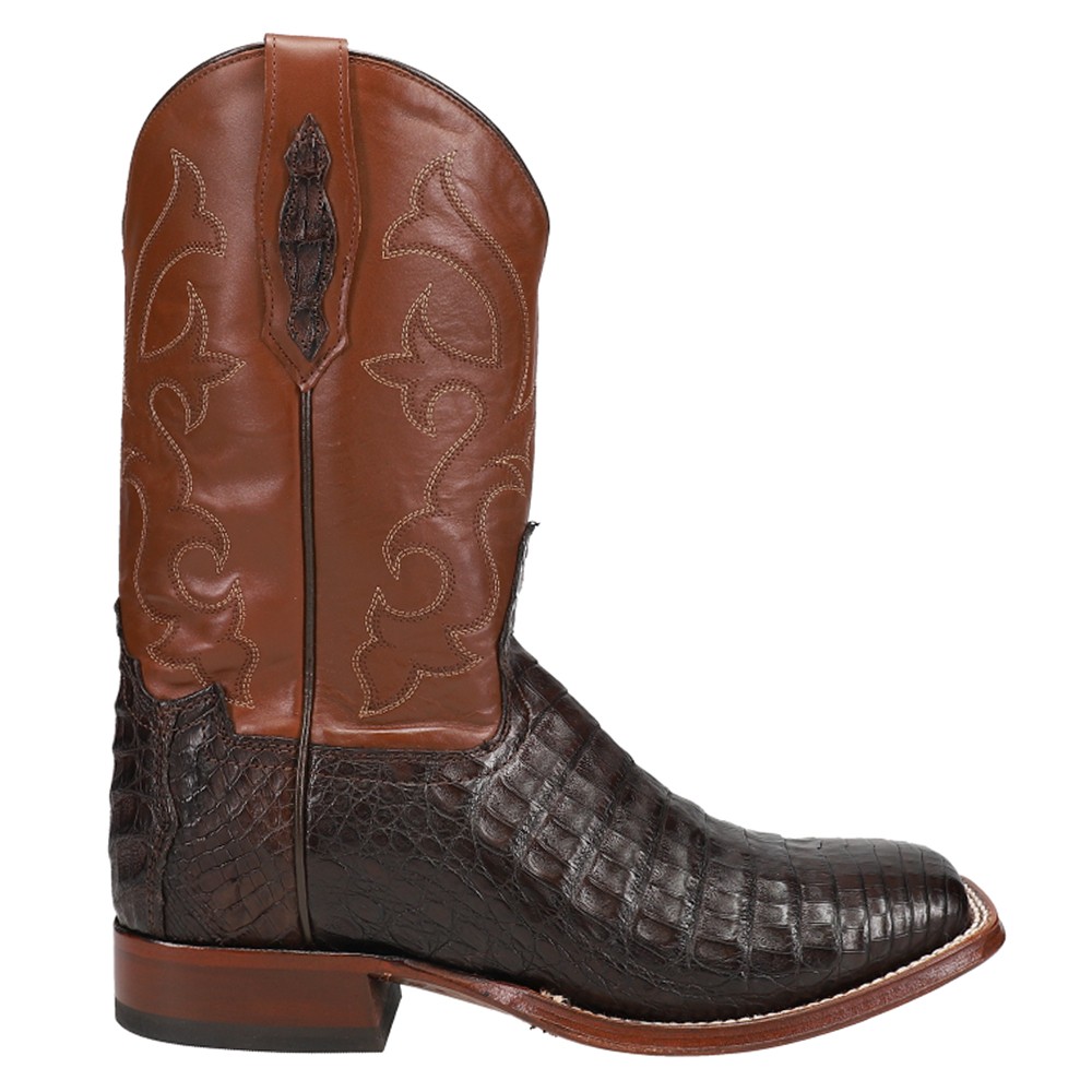 Tony Lama Canyon 11 Inch Caiman Belly Tail Square Toe Cowboy  Mens Brown Dress B