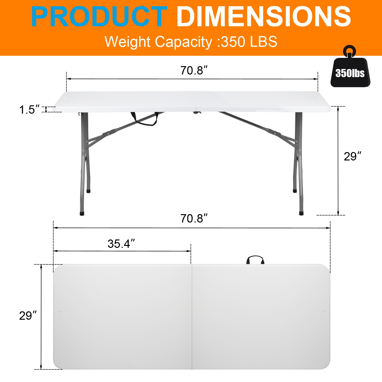 6' Folding Table Portable Plastic Indoor Outdoor Picnic Party Dining Tables