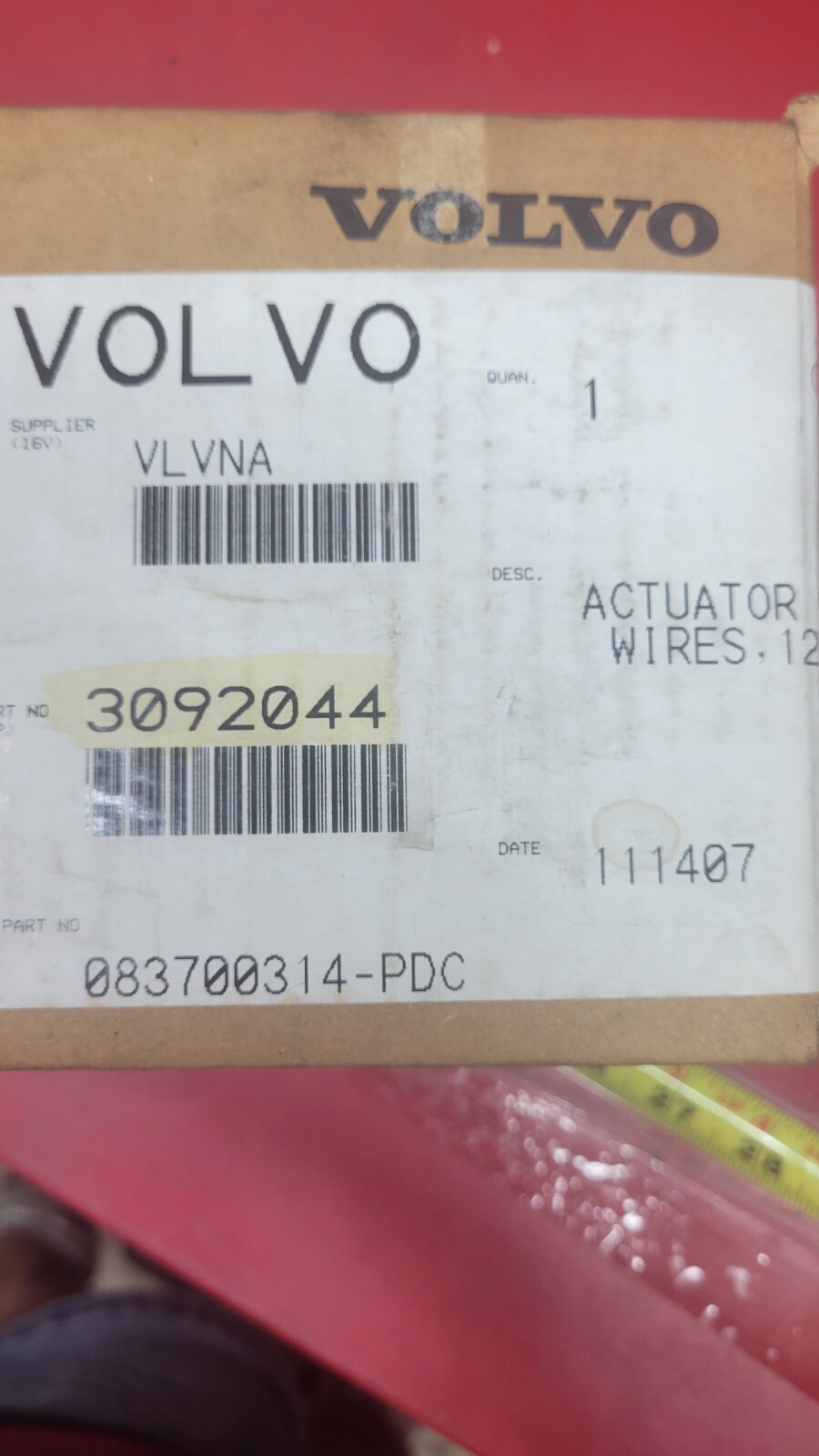 3092044 GENUINE VOLVO OEM ACTUATOR BLACK/WHITE WIRES NOS