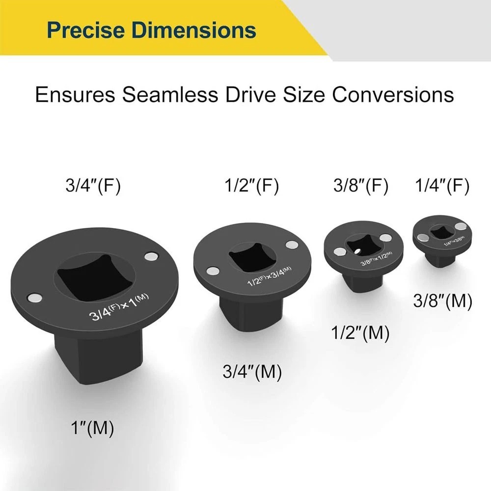 4-Pack Low Profile Impact Socket Adapter Set, Drive Reducing Ratchet Adapter Set