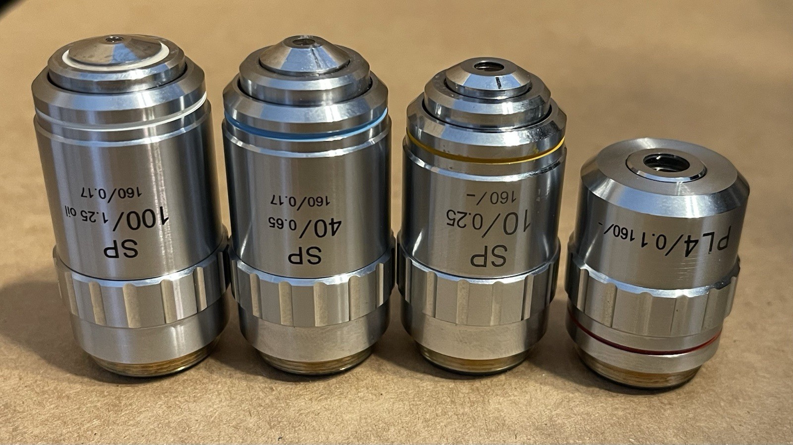 Qty.4 SP 100 SP40 SP10 SP4 Microscope Objectives Fits Olympus BH Series