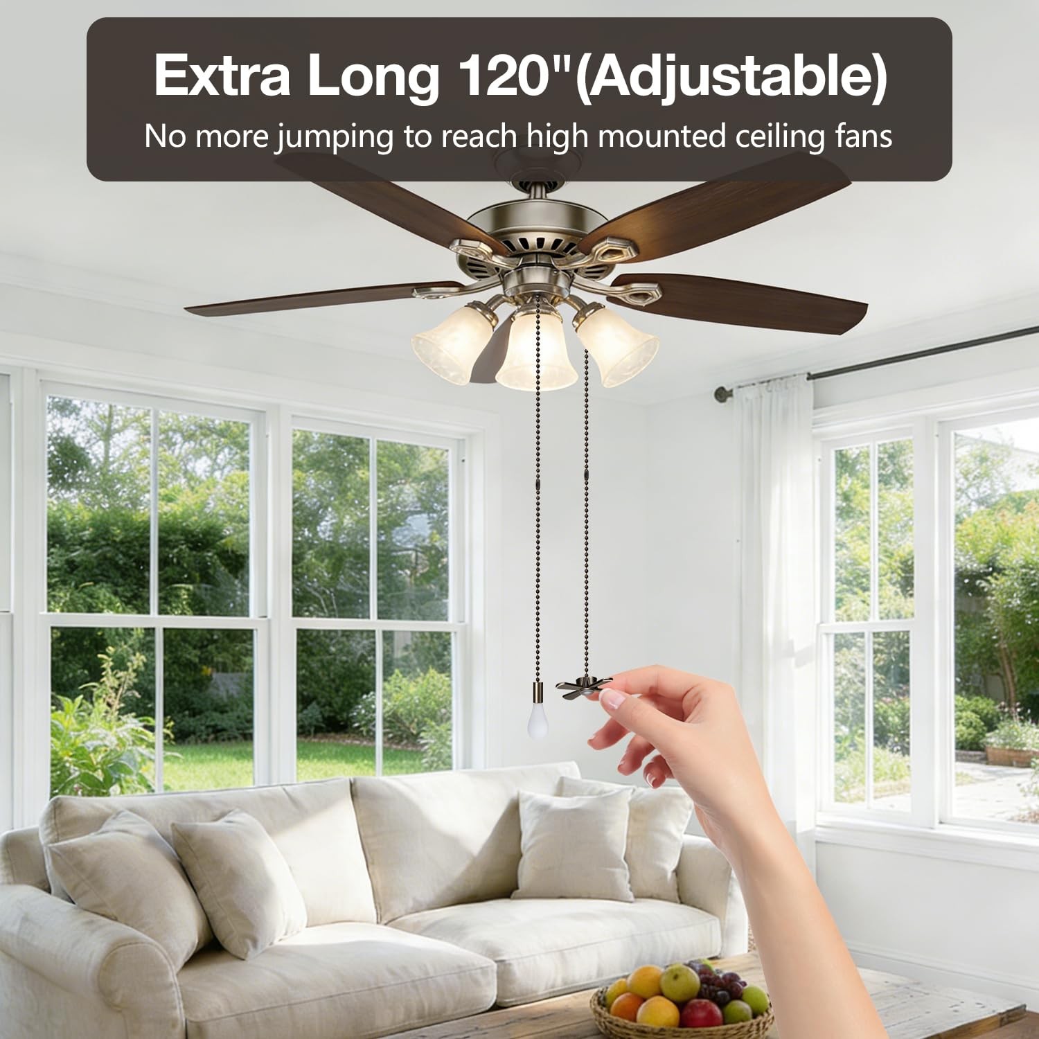 10ft Ceiling Fan Pull Chain Extension - Retro Antique Bronze Finish - 3mm Hol...