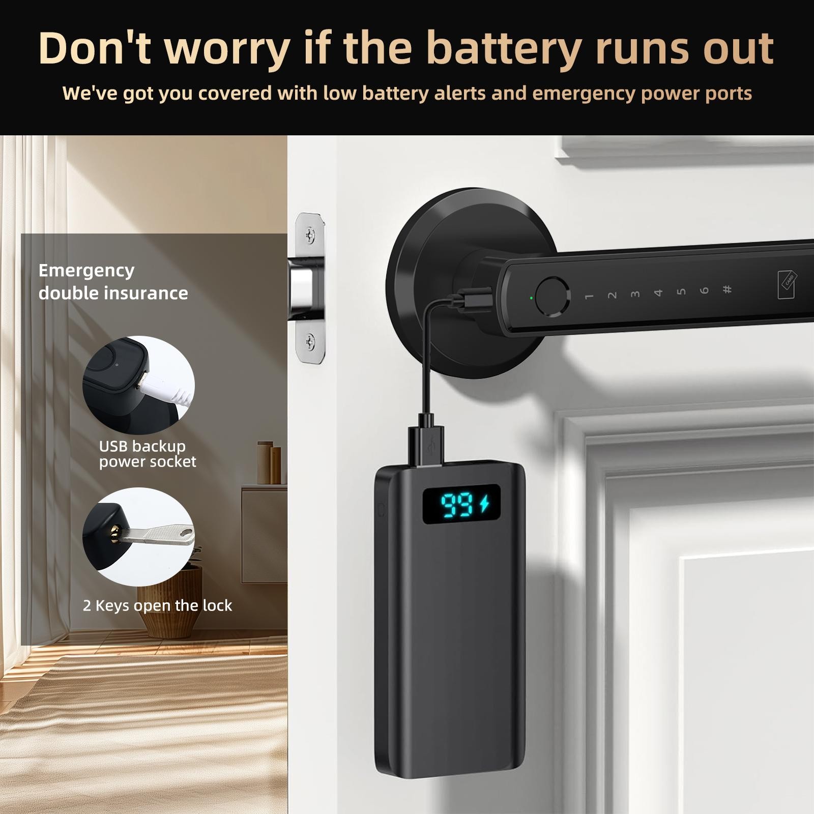 Viladepot Smart Lock Fingerprint Door Lock App Control Passcode Keypad