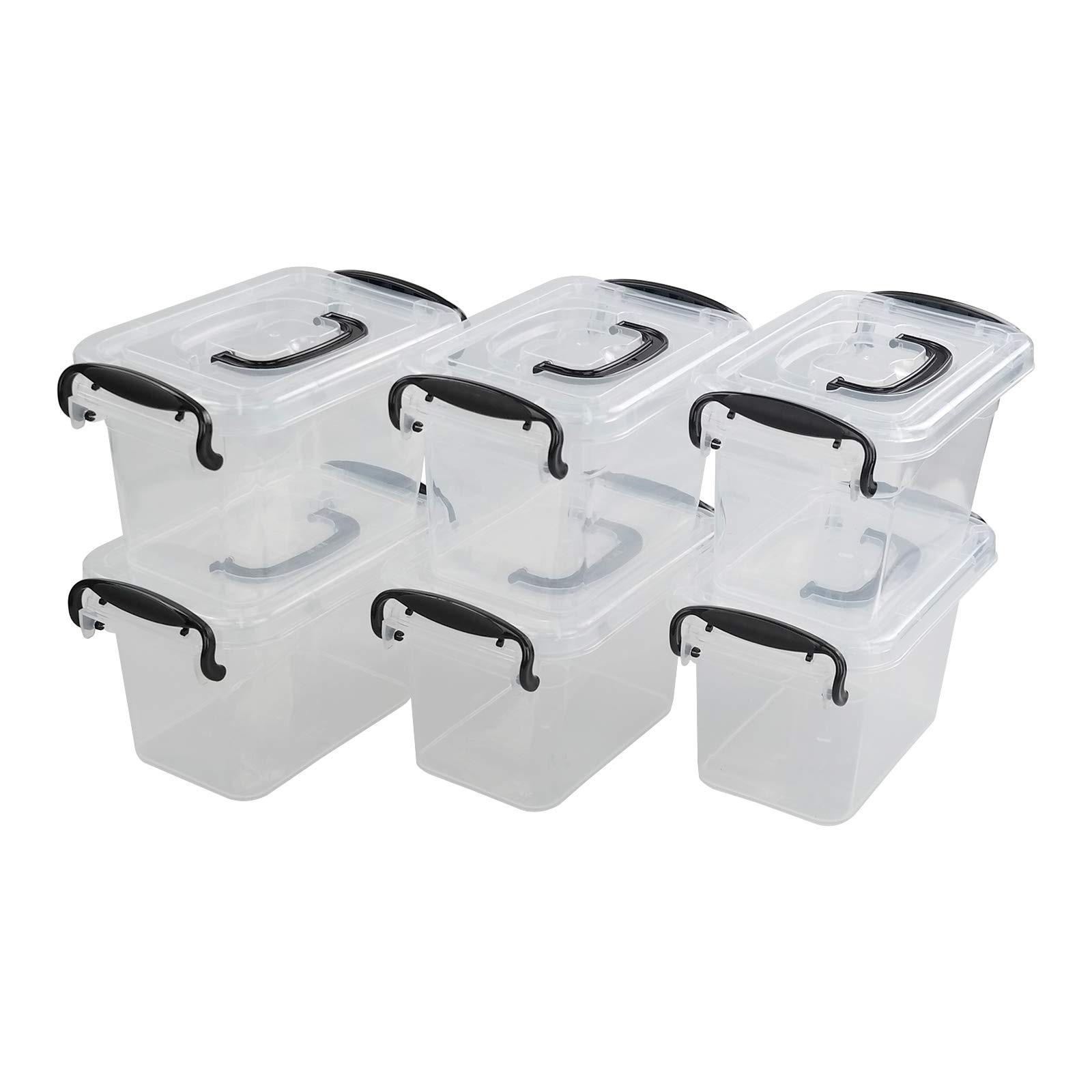 6 PCS 1.5 L Plastic Clear Storage Box MultiPurpose Bin Latching Lids