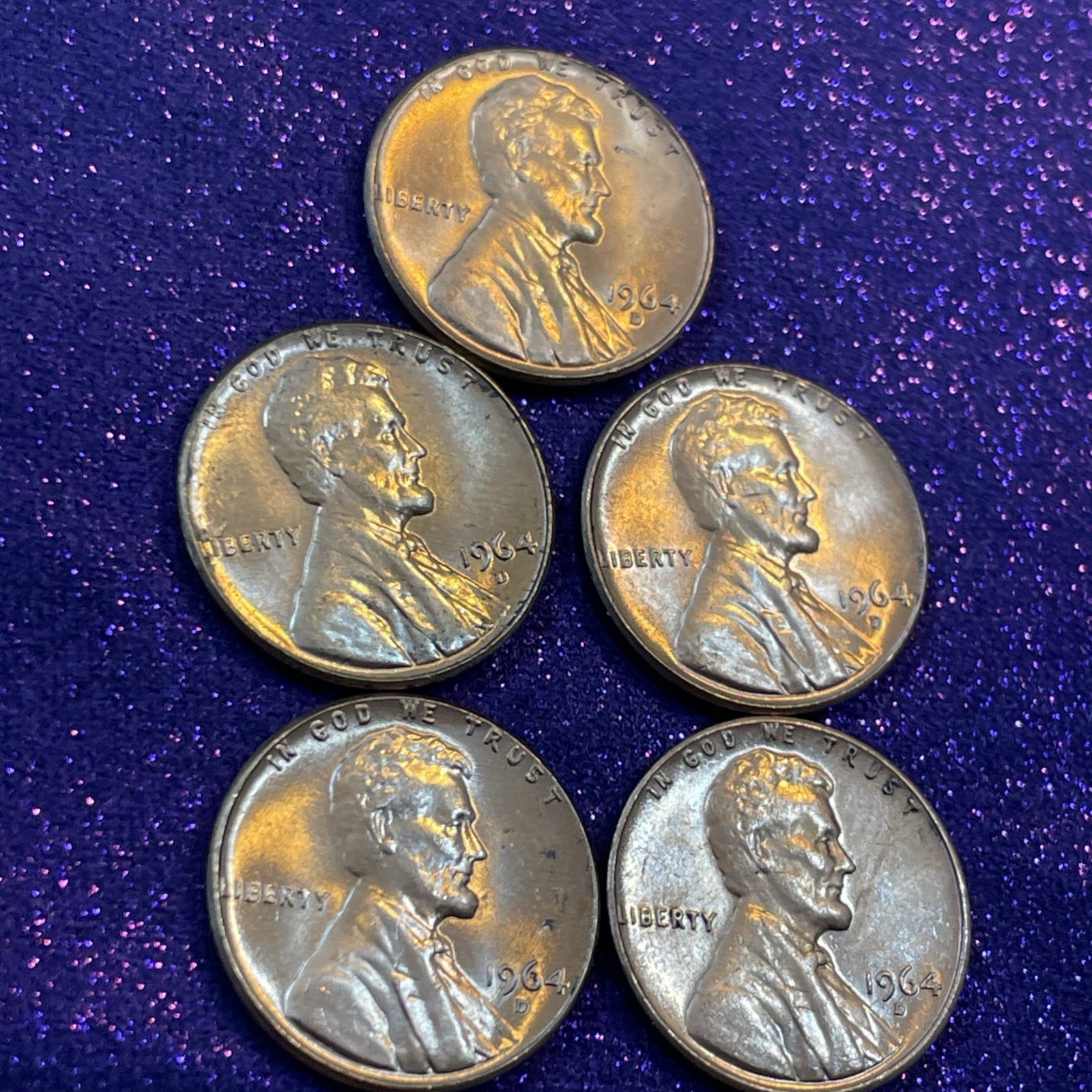 1964 D Lincoln Cent Lot, Bu Gems, Rpm,DDo