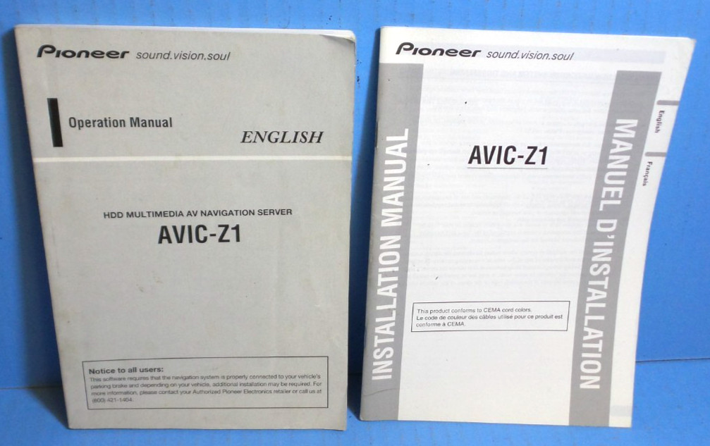 Pioneer AVIC-Z1 HDD Multimedia AV Navigation Server owners manual