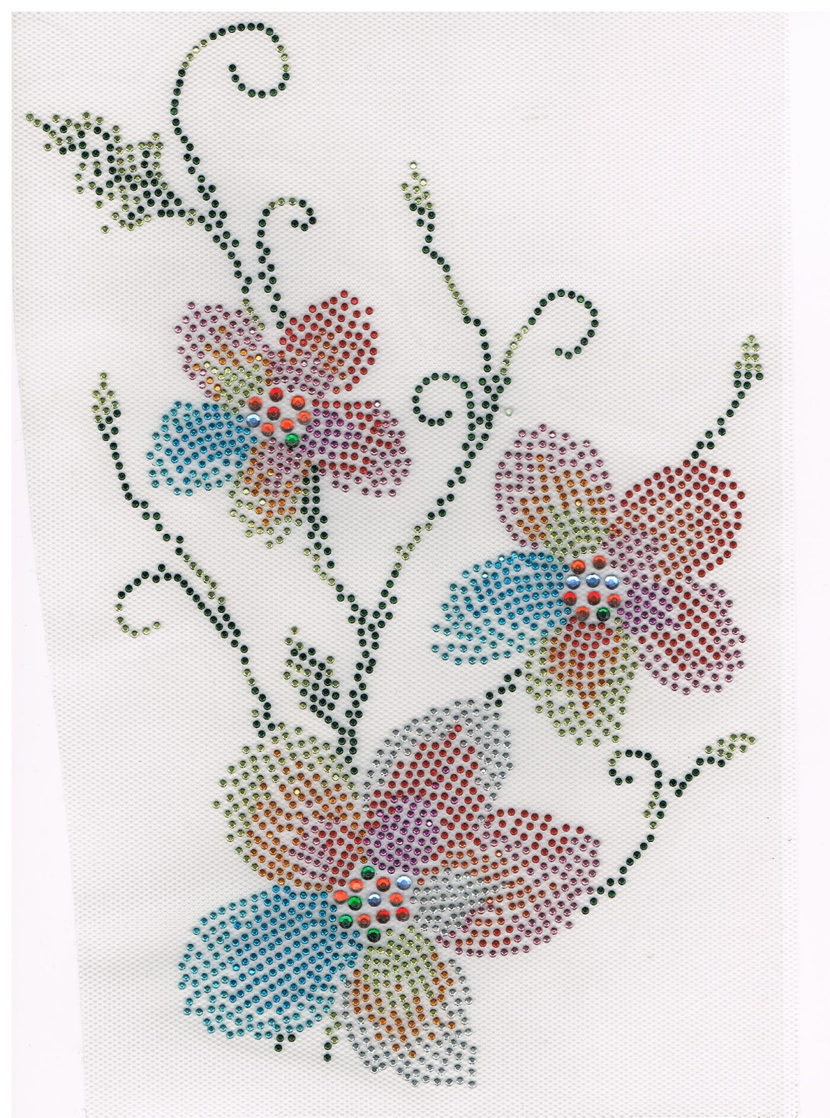 Rhinestone iron on transfer DIY hot fix applique Colorful Flower Craft Decorate