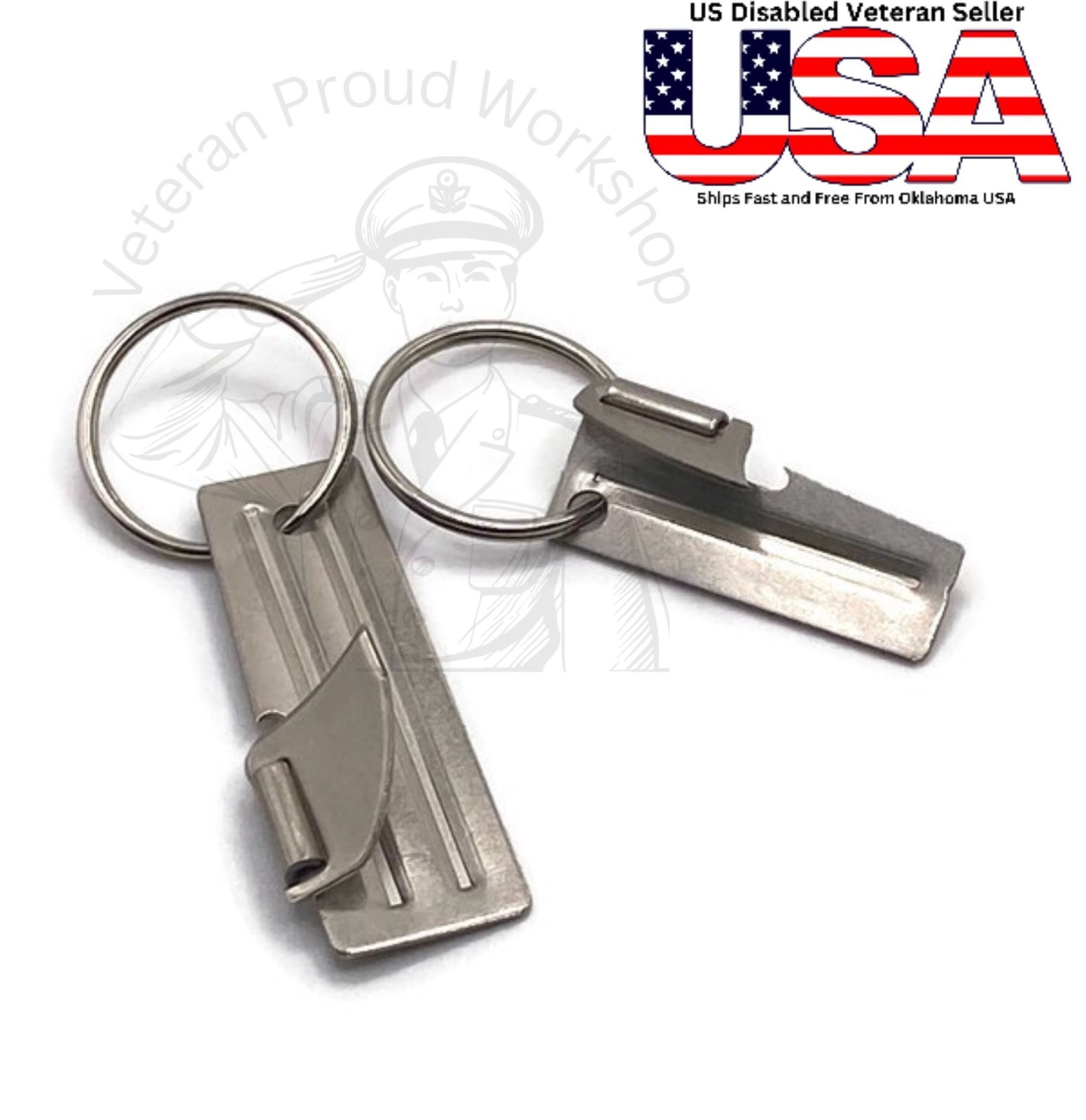 4 pc C-rations Military Issue P38 & P51 Can Openers w/Key Rings FREE SHIPPING
