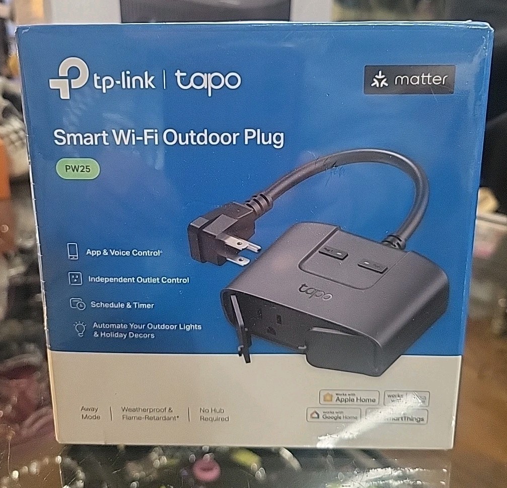 TP-Link - Tapo Smart Wi-Fi Outdoor Plug- Black PW25 Sealed