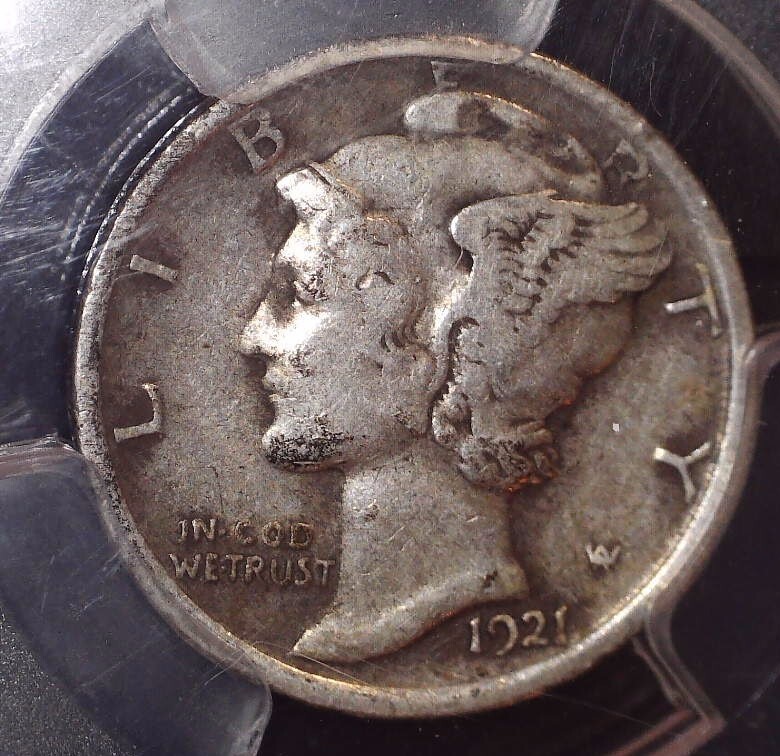 1921 Mercury Dime, PCGS, VF25, Key Date, Issue Free