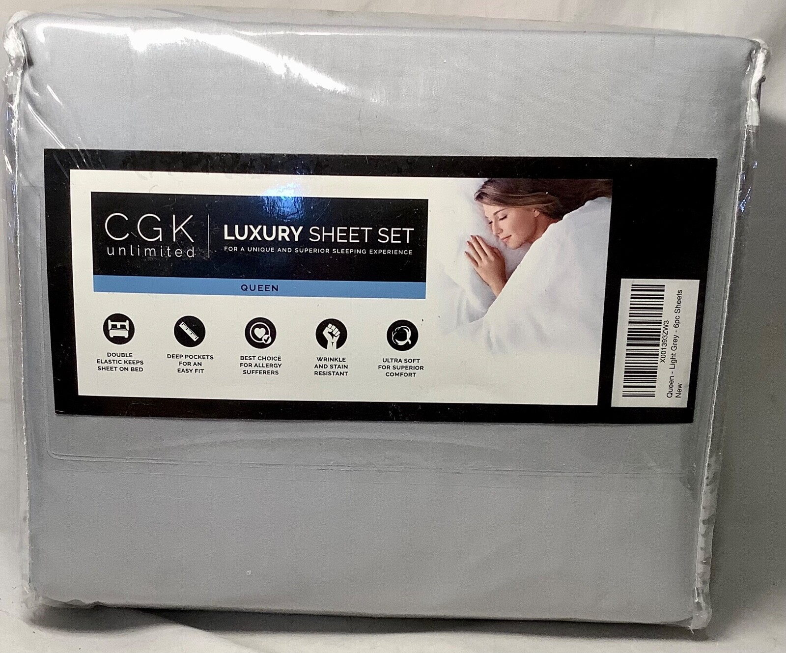 CGK Luxury Sheet Set Queen Size Light Grey NEW IN PACKAGE