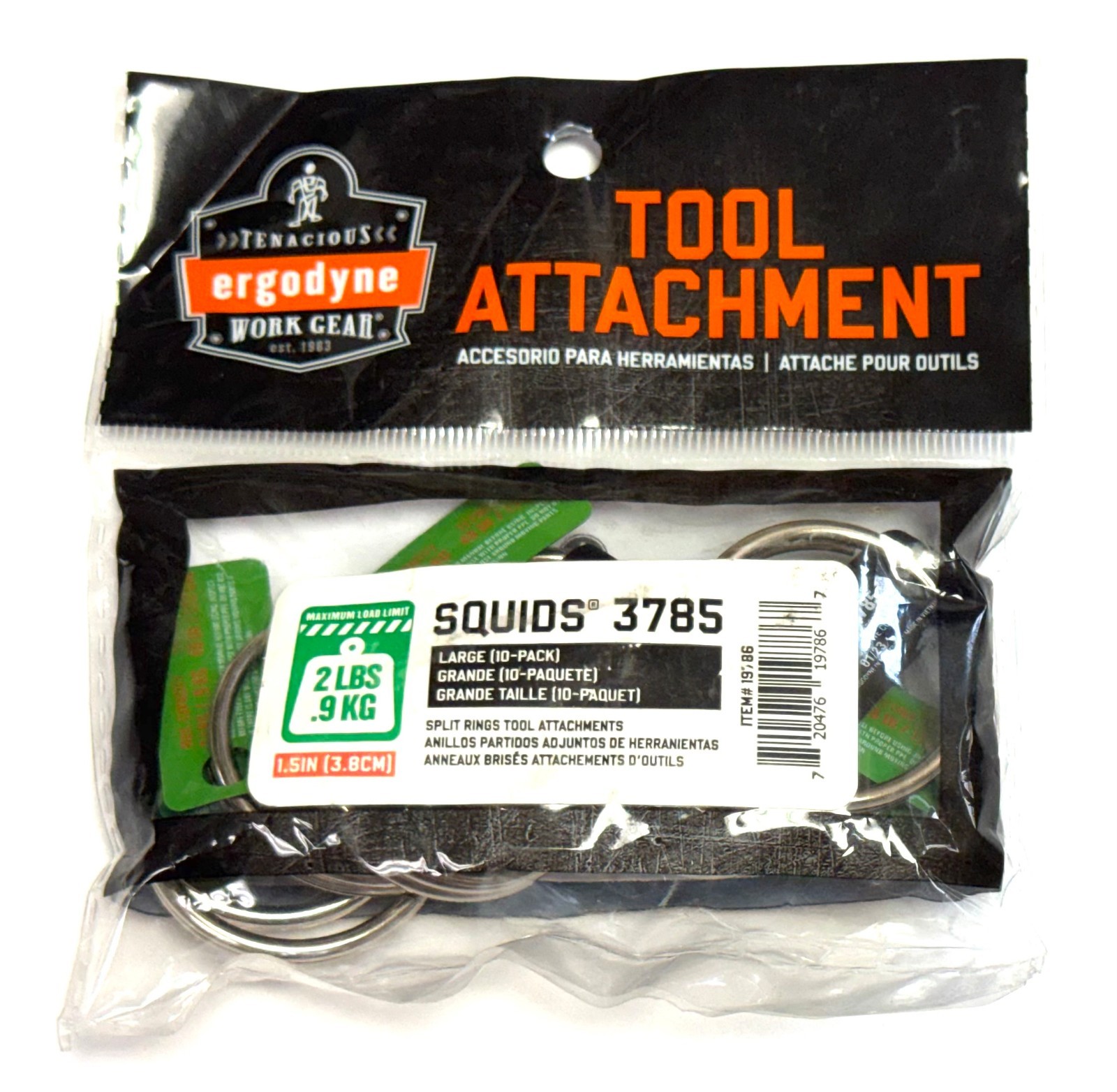 NEW Ergodyne Squids 3785 Tool Tethering Split Ring Attachment 1.5" Diameter ~ FS